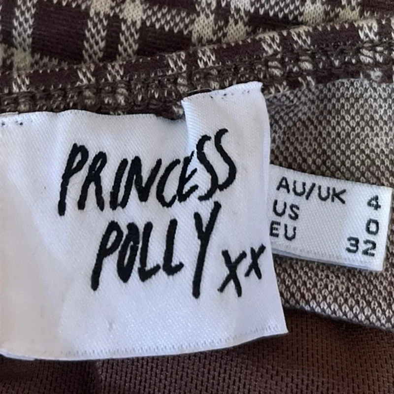 Princess Polly Brown Plaid Checkered Halter Crop Top & Bell Bottom Pants Set 0 - Image 5