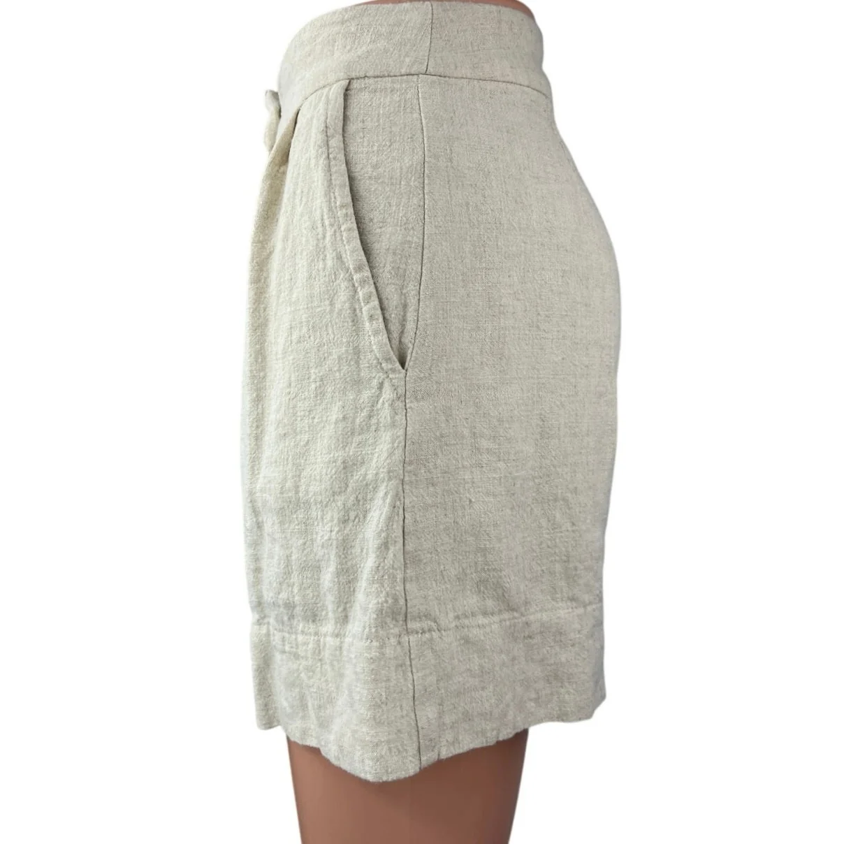 Princess Polly Cream White Linen High Waist Pleated Casual Zipper Shorts Size 2 - Image 2
