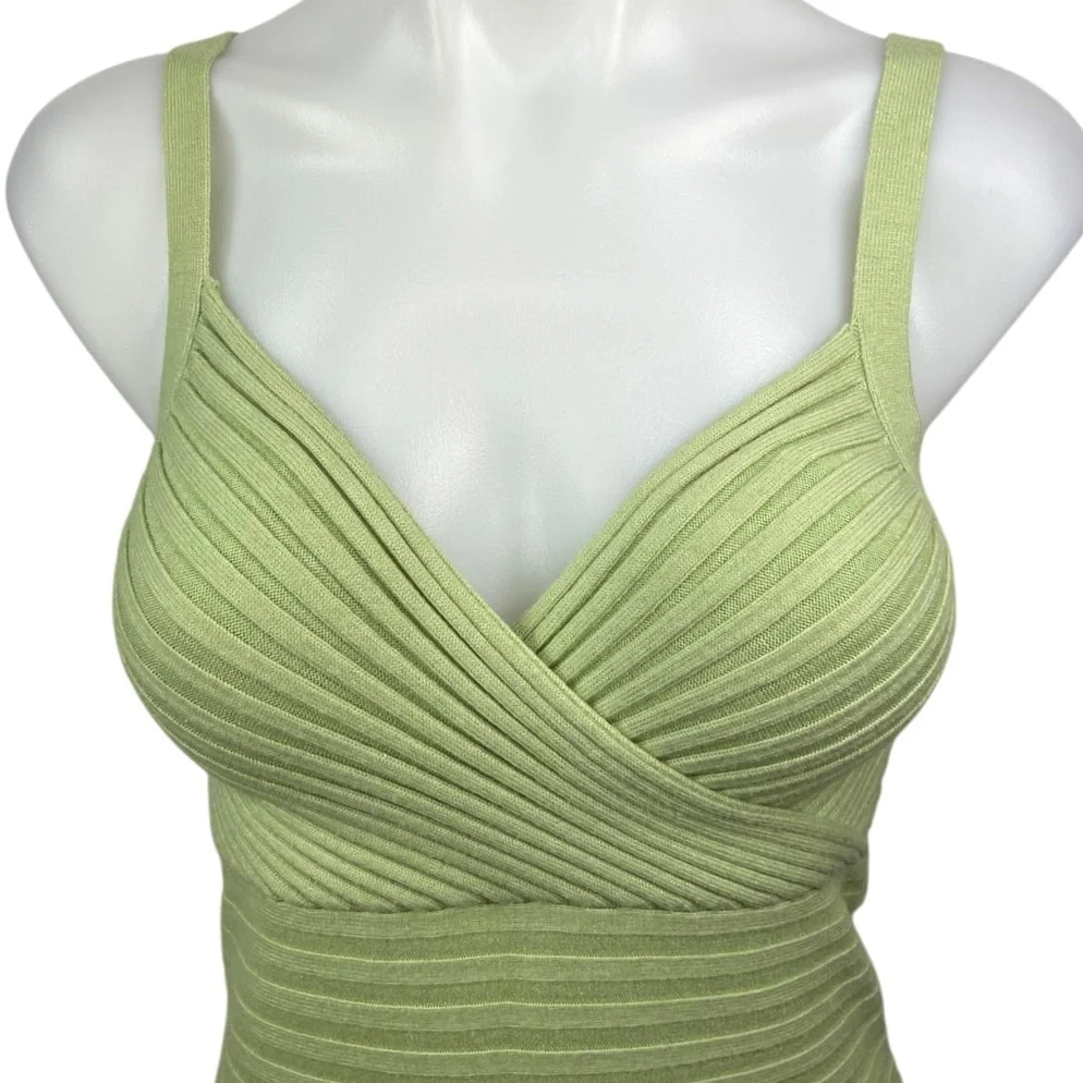 Princess Polly Emelie Green Wrap V-Neck Sleeveless Knit Mini Bodycon Dress XS/S - Image 3