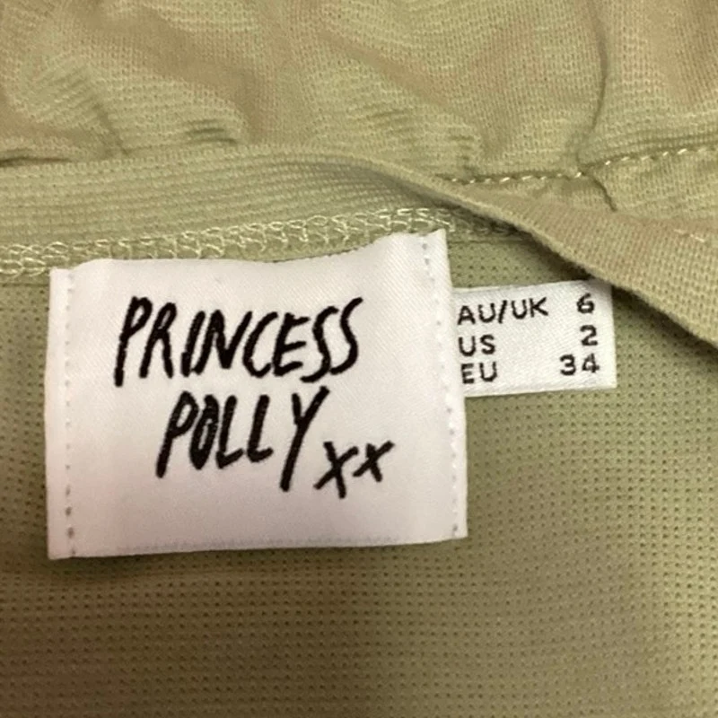 Princess Polly Green Short Sleeve Tie Waist Peplum Cardian Blouse Crop Top Sz 2 - Image 3