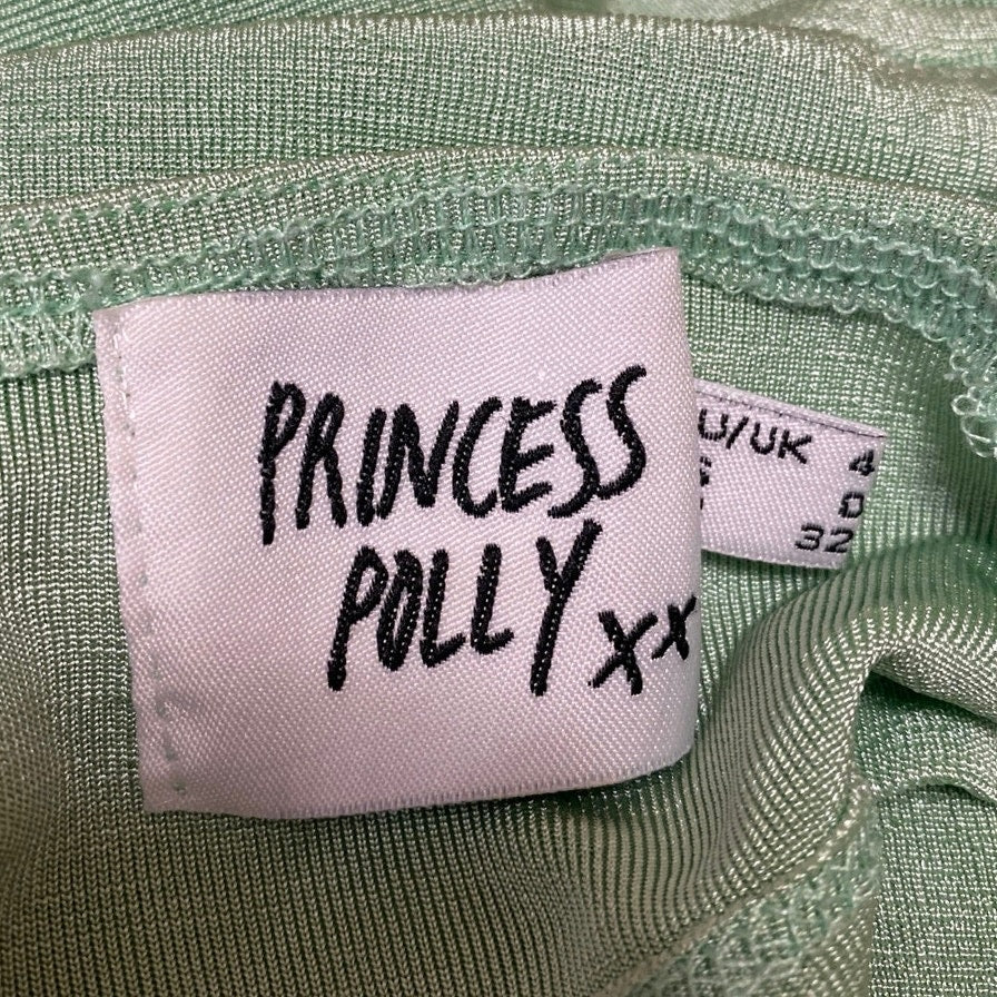 Princess Polly Green Sleeveless Plunge Neck Halter Backless Crop Tank Top Size 0 - Image 3