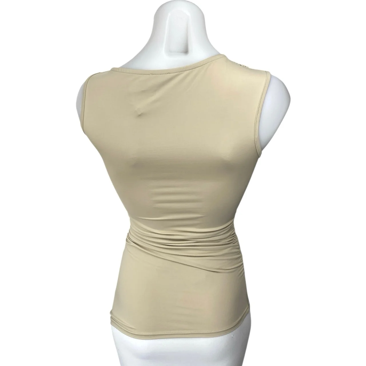 Princess Polly Jassie Beige Sleeveless Ruched Slim Fit Blouse Tank Top Size 0 - Image 2