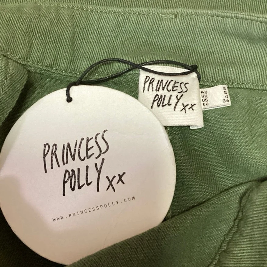 Princess Polly NWT Green Cotton High Waisted A Line Cargo Mini Skirt Size 4 - Image 4