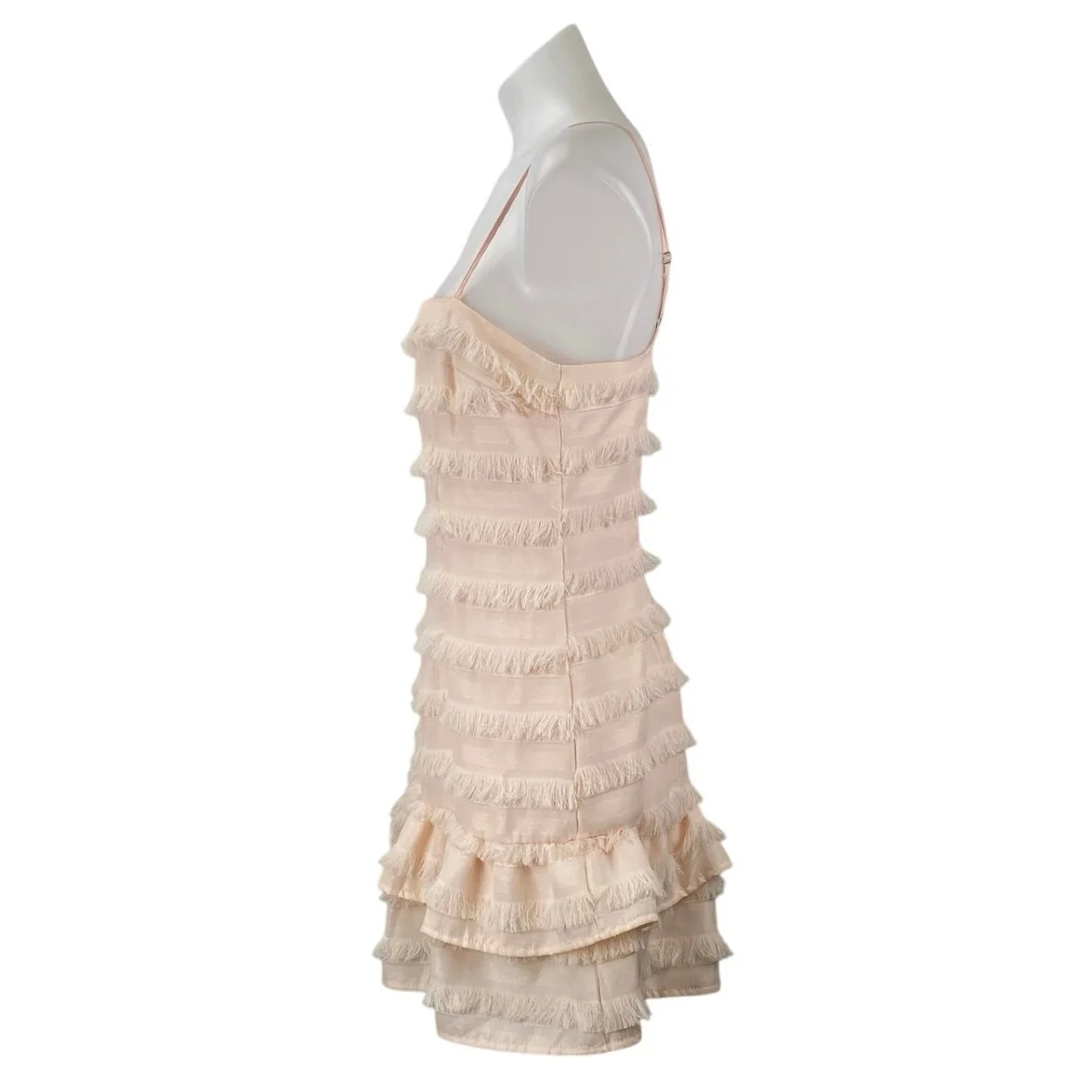 Princess Polly Pink Sleeveless Fringe Tiered Ruffle Cami A Line Mini Dress Sz 4 - Image 2