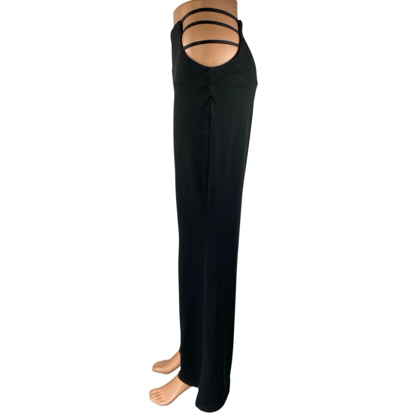 Princess Polly Women's Black High Waist Cutout Wide Leg Flared Trousers Pants 4 - Image 2