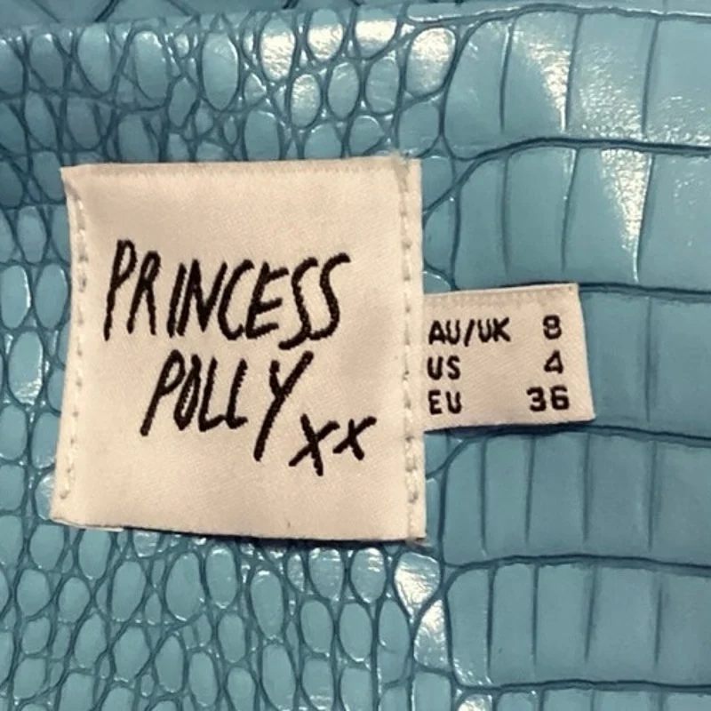 Princess Polly Womens Blue Faux Leather Croc Embossed Blazer Coat Jacket Size 4 - Image 4