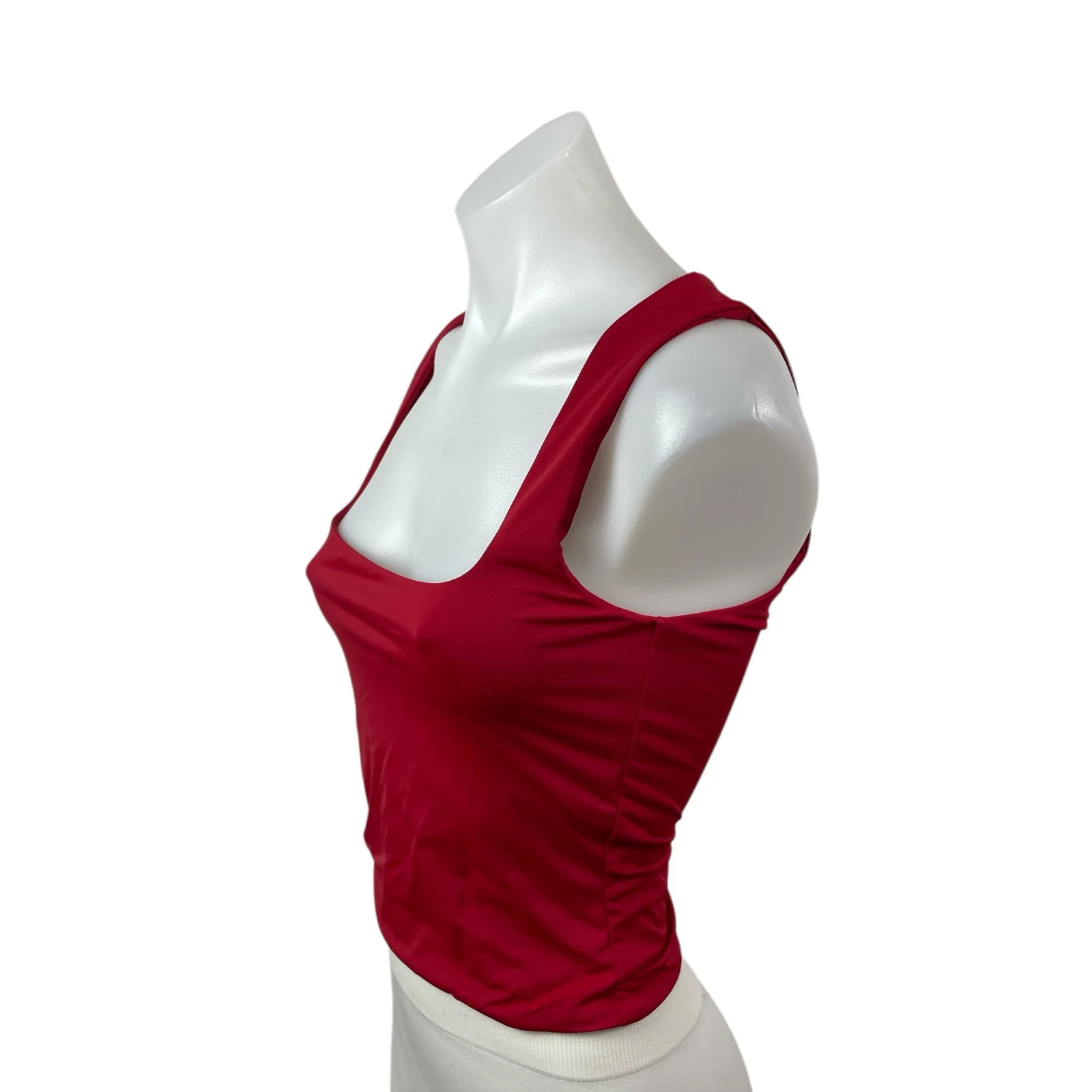 Princess Polly Women's Red Square Neck Sleeveless Slim Fit Crop Tank Top Size 6 - Image 2