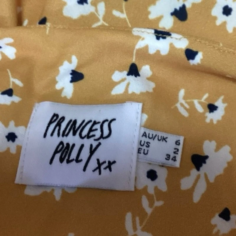 Princess Polly Yellow Daisy Floral Print Spaghetti Strap Slit Slip Mini Dress 2 - Image 4