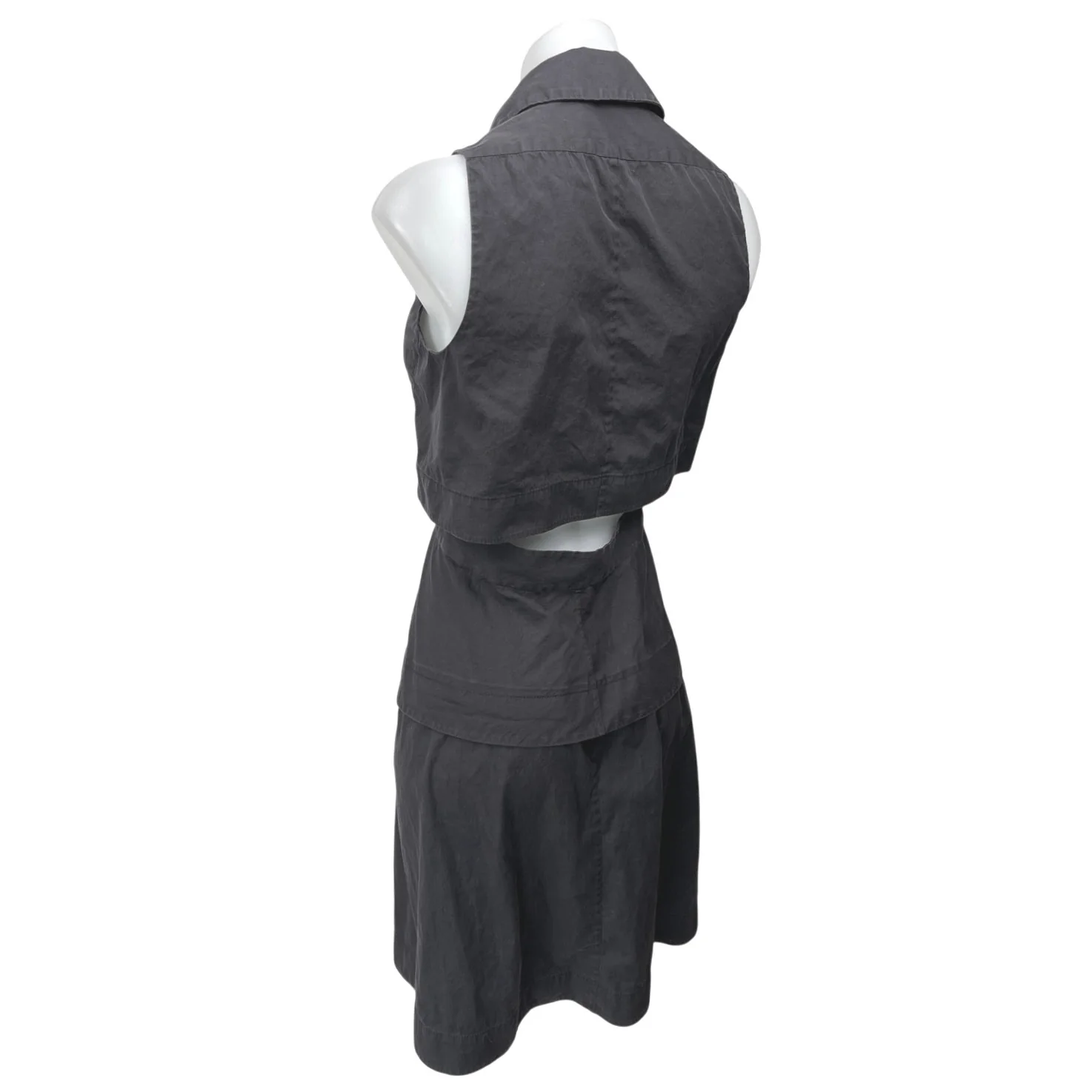 Proenza Schouler Black Sleeveless Cutout Button Down Midi A-Line Shirt Dress 2 - Image 2