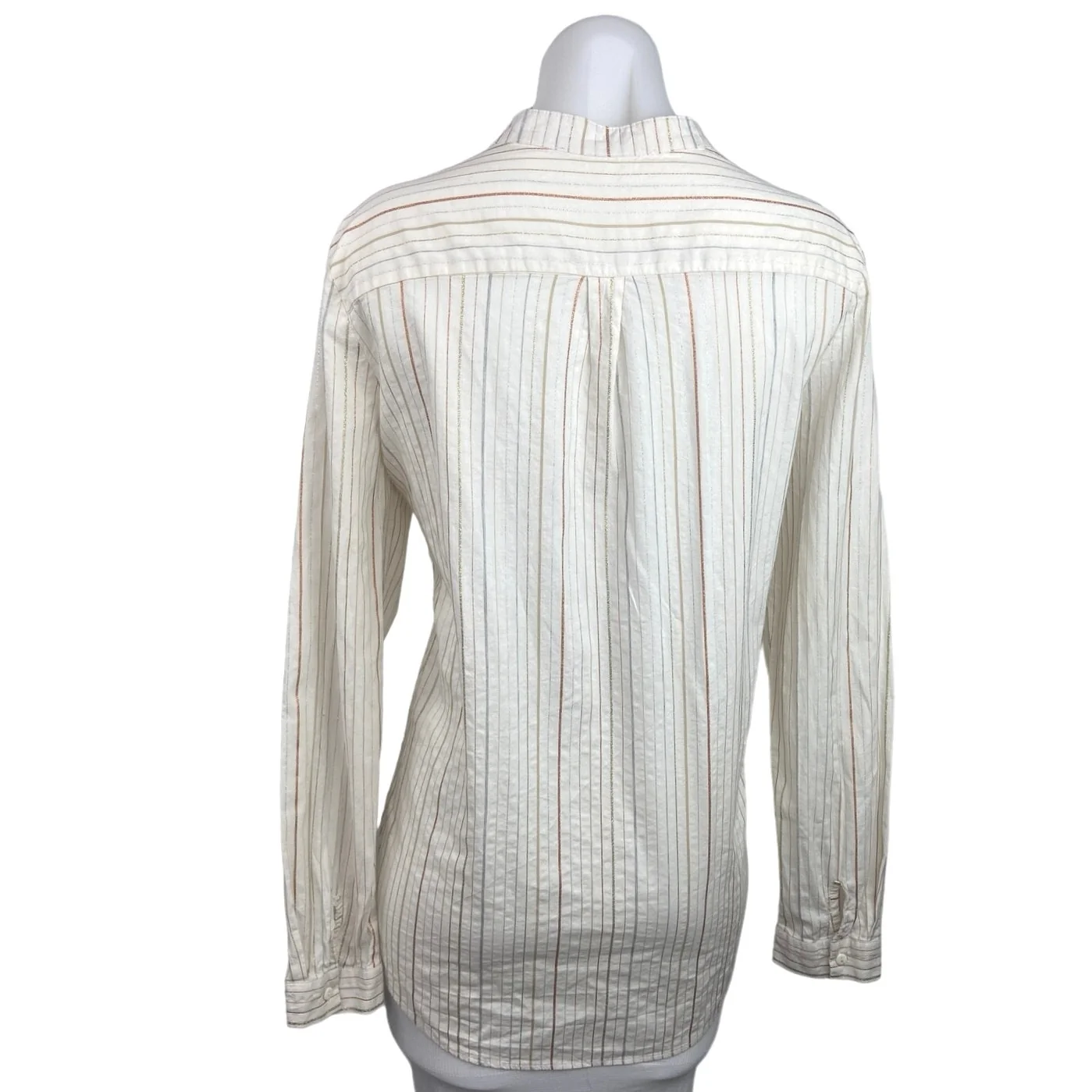 Promod White Striped Button Down Long Sleeve Career Office Blouse Shirt Top 10 - Image 2