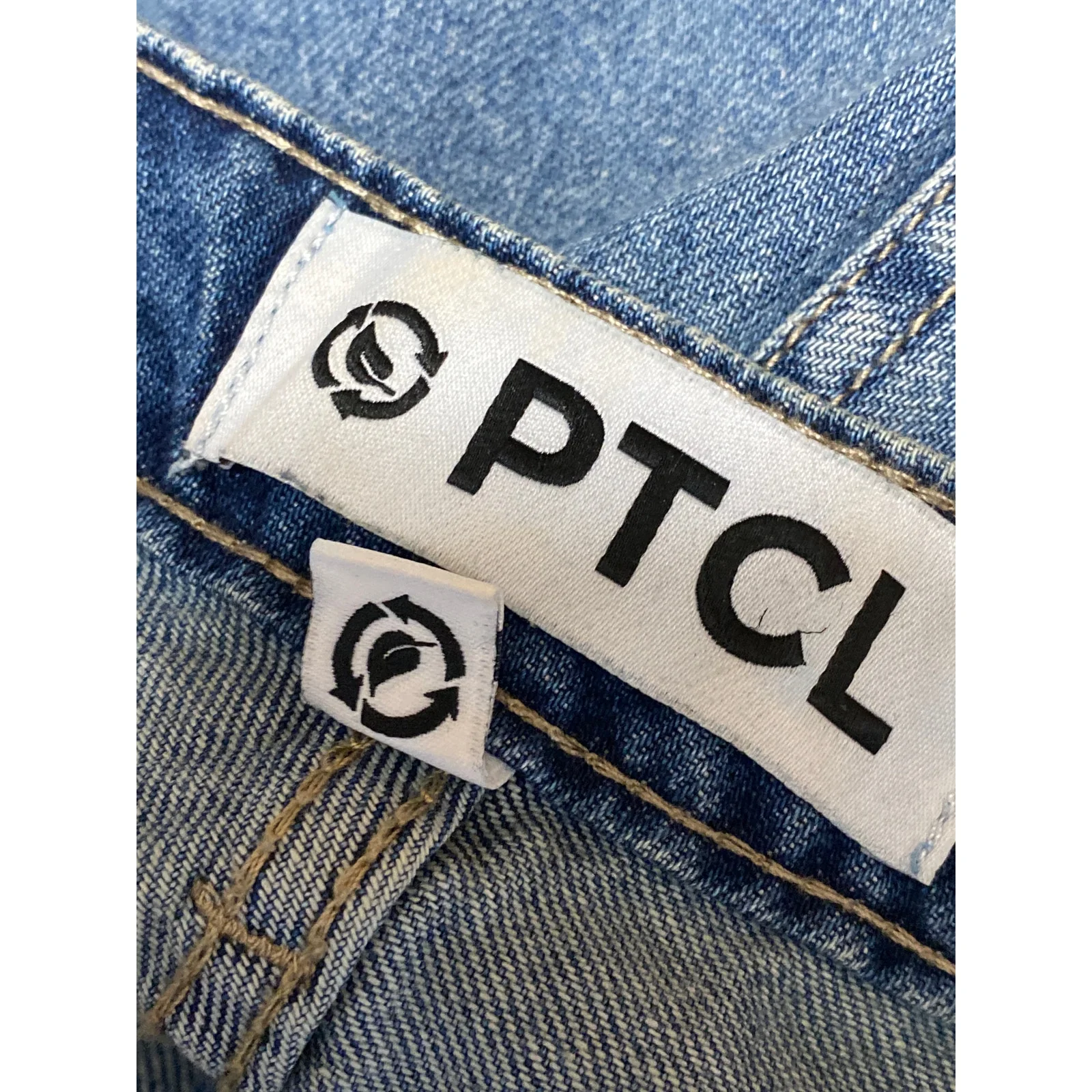 PTCL Ethikal Brand Women's Blue Distressed Wide Leg Flare Denim Jeans Size M - Image 5