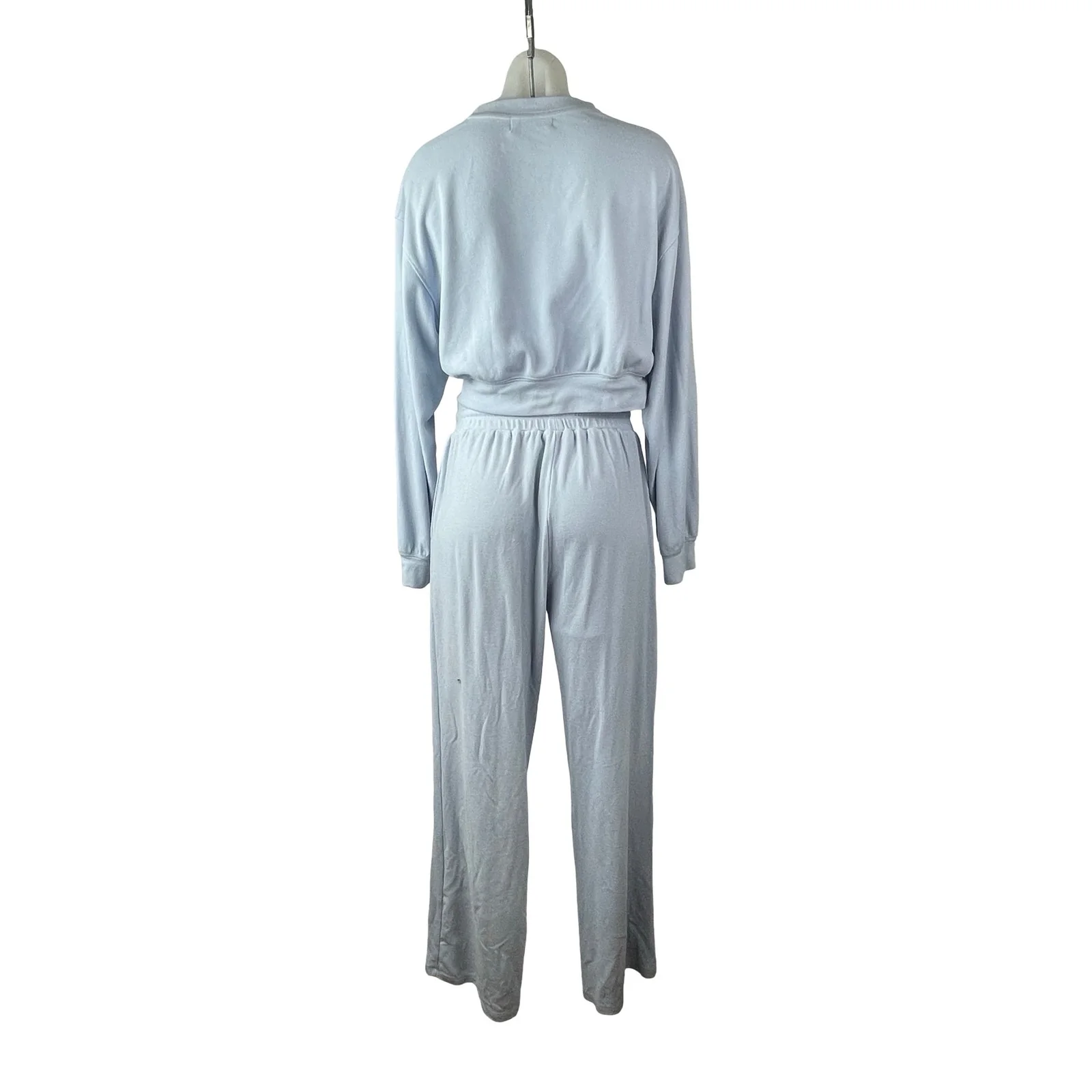 Qinsen Women's Blue Twist Front Long Sleeve Pants Sleepwear Pajama Set Size S - Image 4