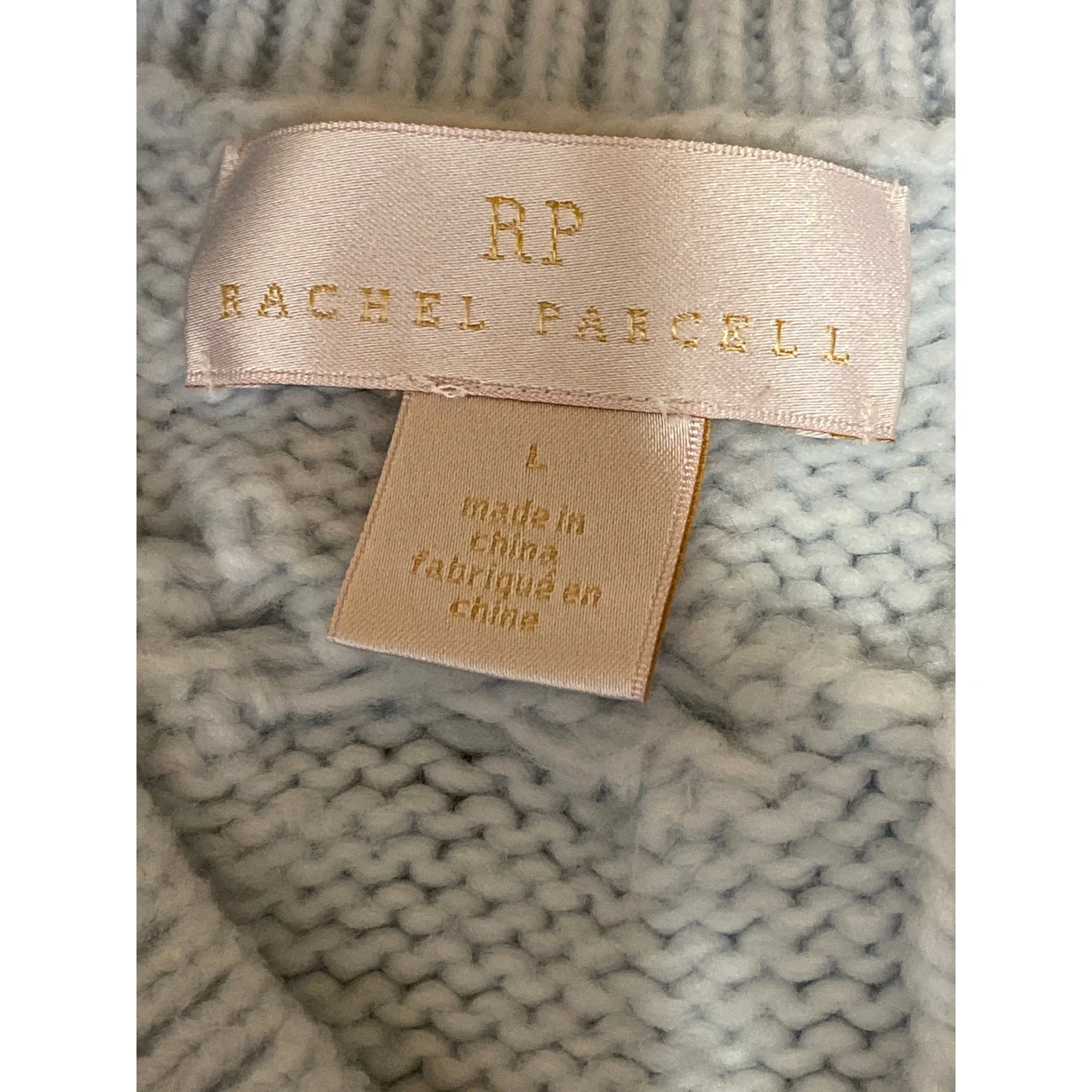 Rachel Parcell Women's Baby Blue Pastel Cable Knit Long Sleeve Sweater Top Sz L - Image 6