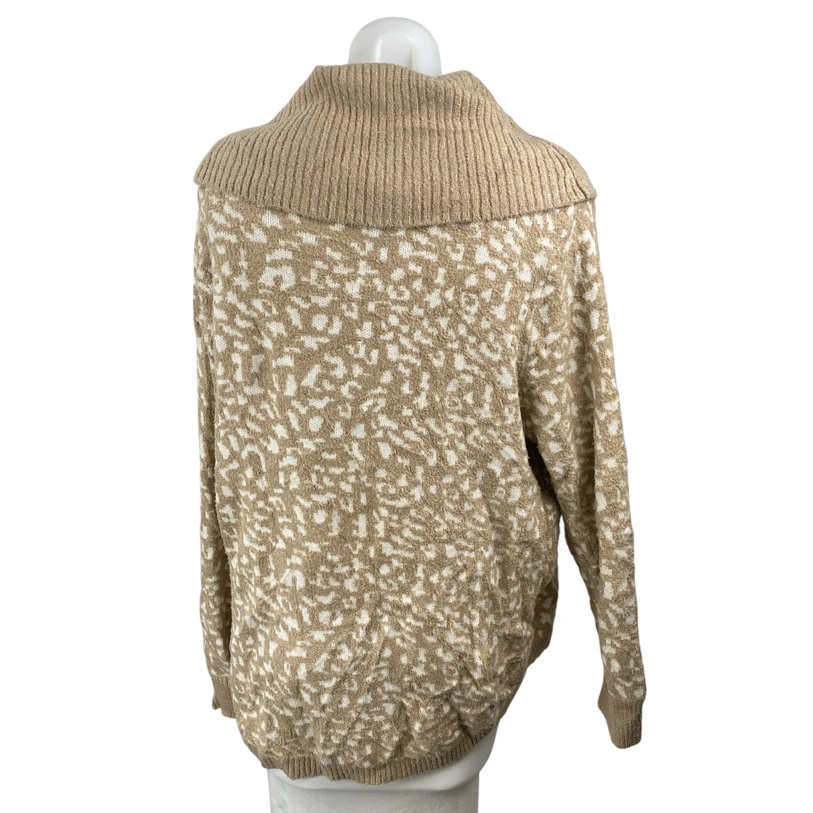 Rachel Zoe Tan Beige Leopard Turtleneck Long Sleeve Knit Sweater Top Size XL - Image 4
