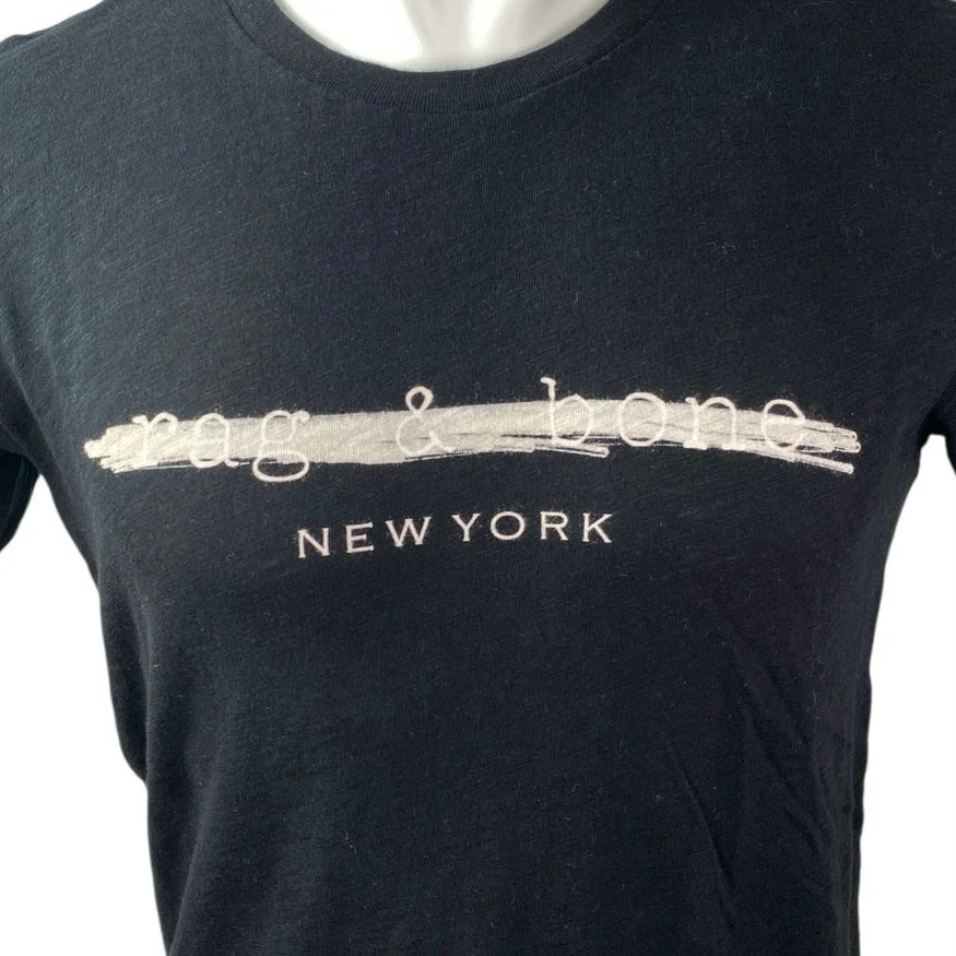 Rag & Bone Men's Black Logo Graphic Crew Short Sleeve T Shirt Tee Top Size S - Image 3