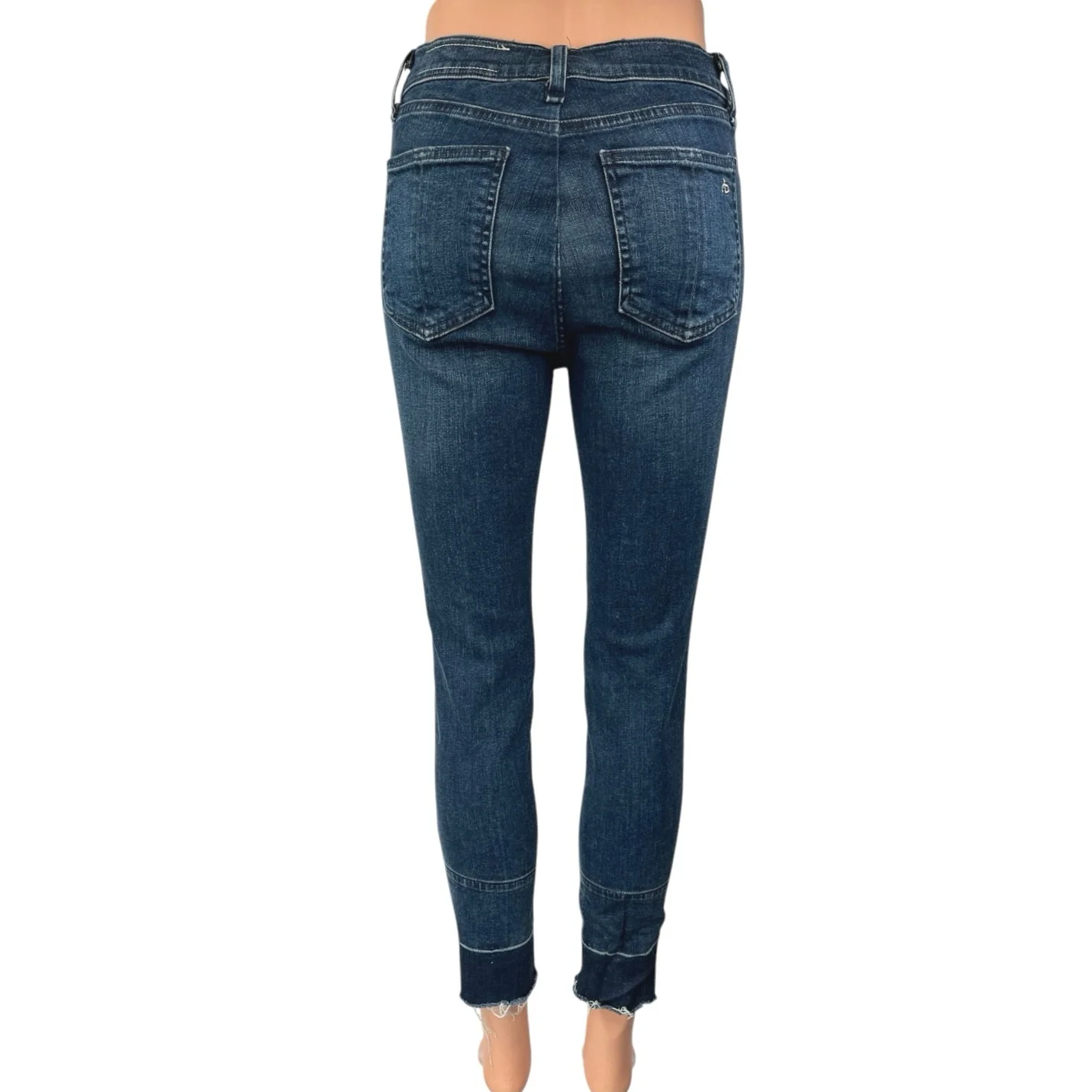 Rag & Bone Women's Blue High Rise Raw Hem Ankle Skinny Denim Jeans Size 28 - Image 3