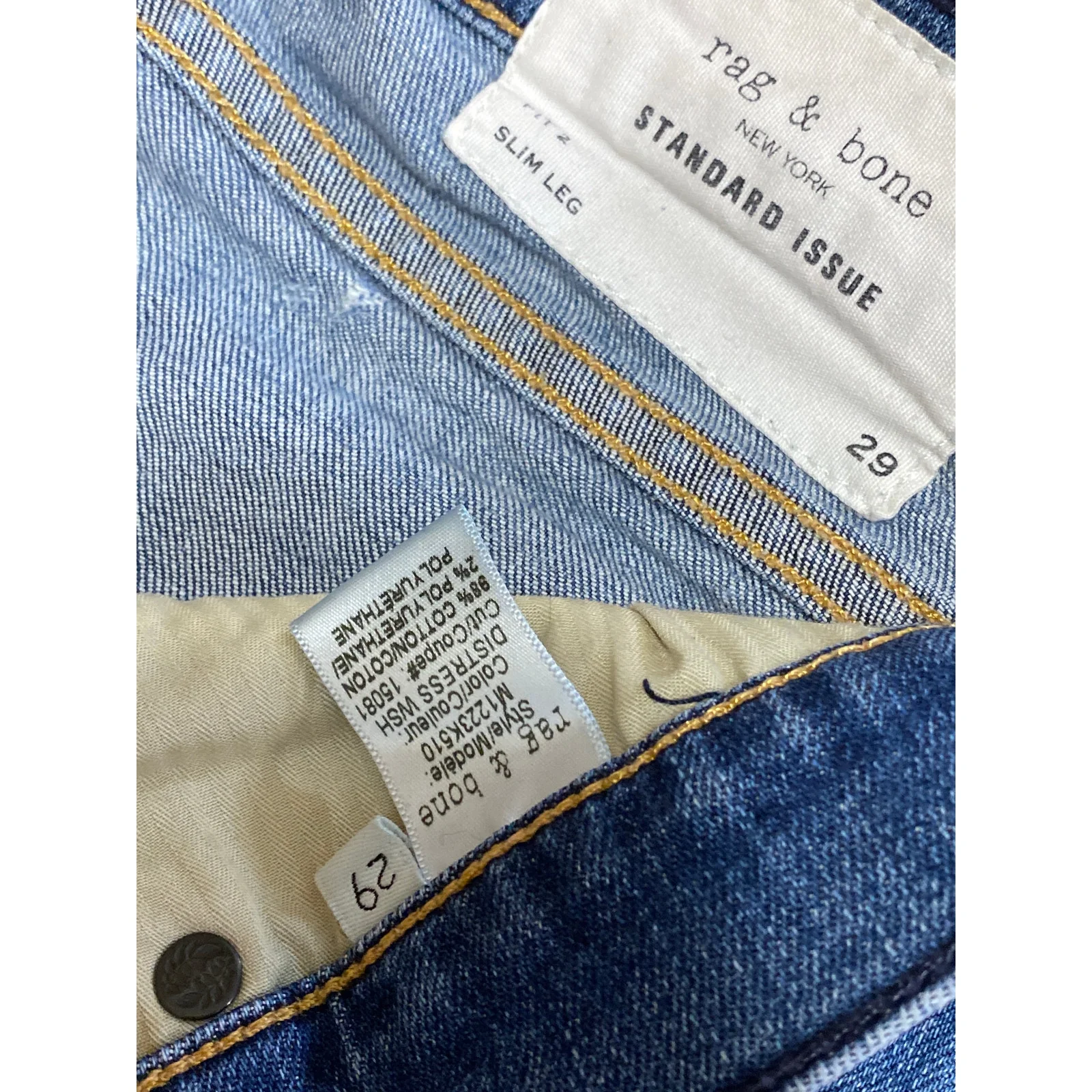 Rag & Bone Women's Blue Mid Rise Slim Fit Skinny Leg Denim Jeans Pants Size 29 - Image 3