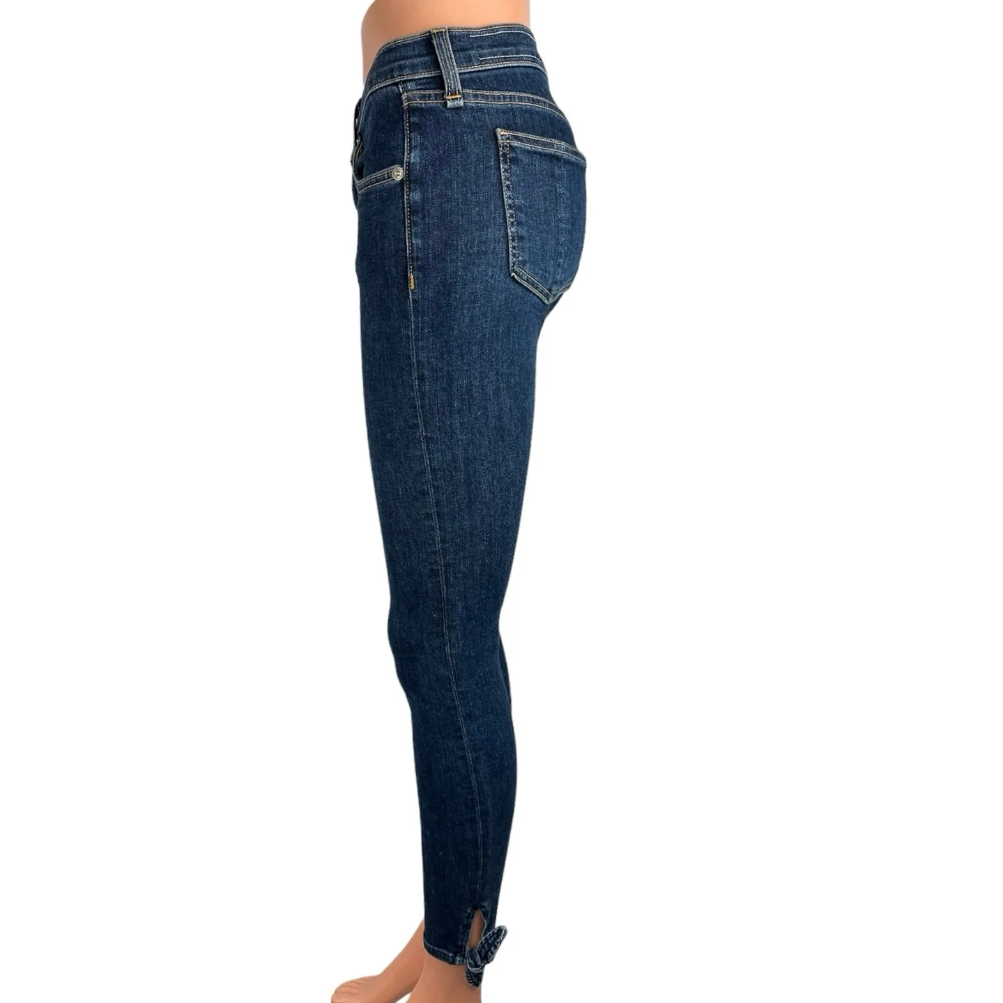 Rag & Bone Women's Denim Blue Mid Rise Stretch Tie knot Hem Skinny Jeans Size 25 - Image 2