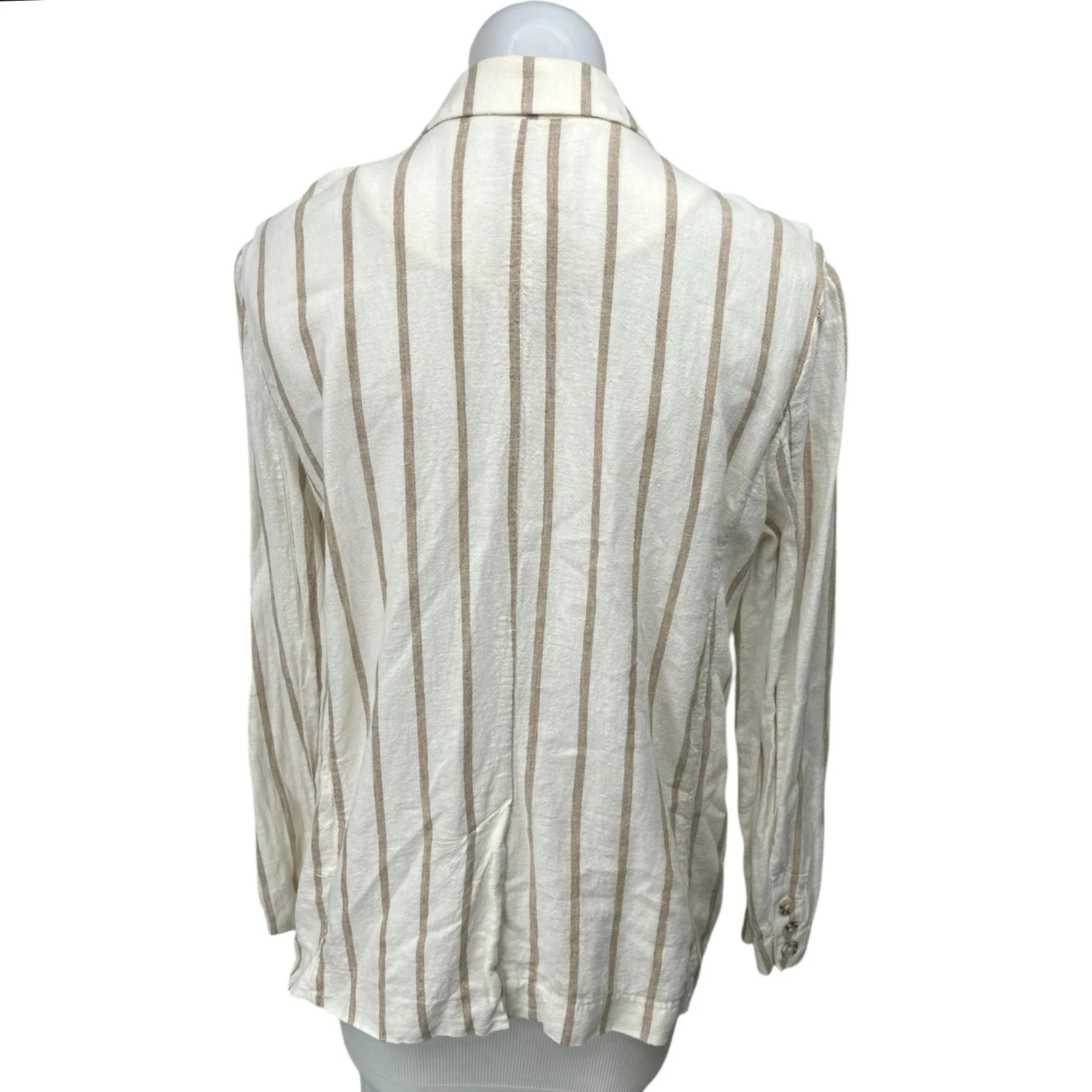Rails Flynn Cream White Striped Linen Button Oversized Blazer Coat Jacket Top M - Image 2