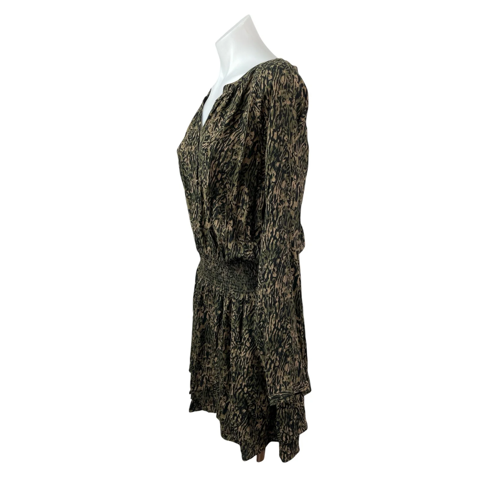Rails Jasmine Women's Olive Green Static Long Sleeve Blouson Mini Dress Size L - Image 3
