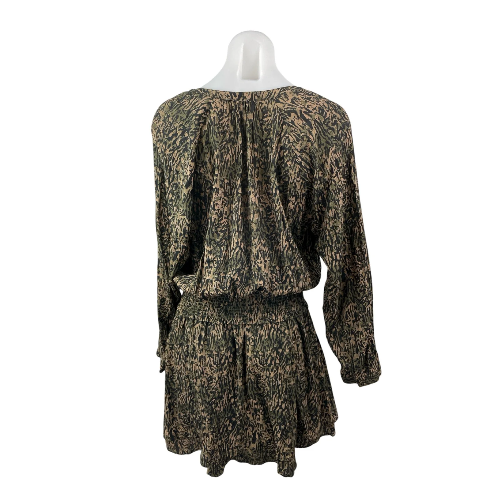Rails Jasmine Women's Olive Green Static Long Sleeve Blouson Mini Dress Size L - Image 4
