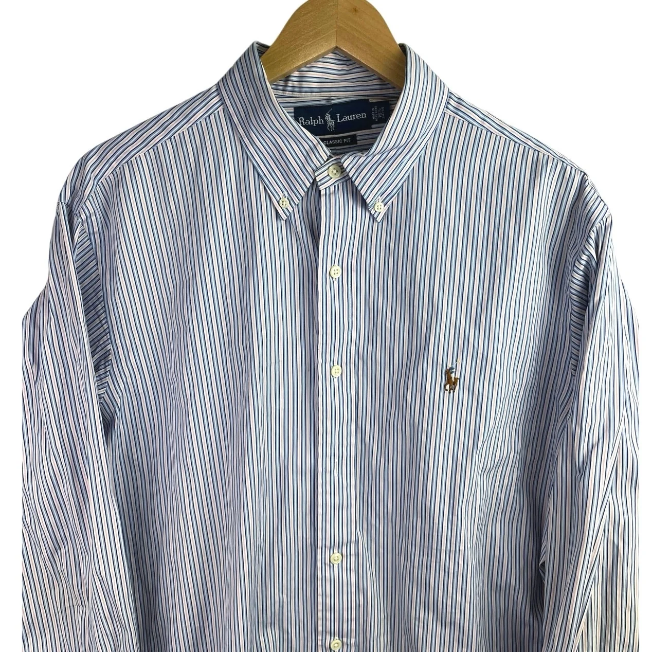 Ralph Lauren Men's Blue Classic Fit Long Sleeve Button Down Dress Shirt Top 16.5 - Image 3