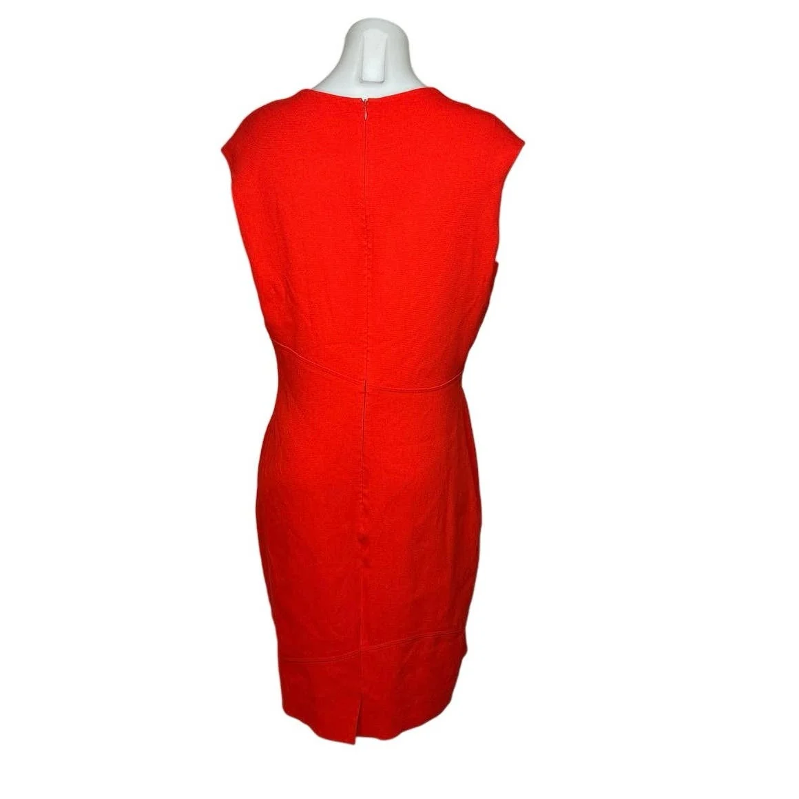 Raoul Orange Red Sleeveless Square Neck Career Office Work Midi Sheath Dress 14 - Image 3
