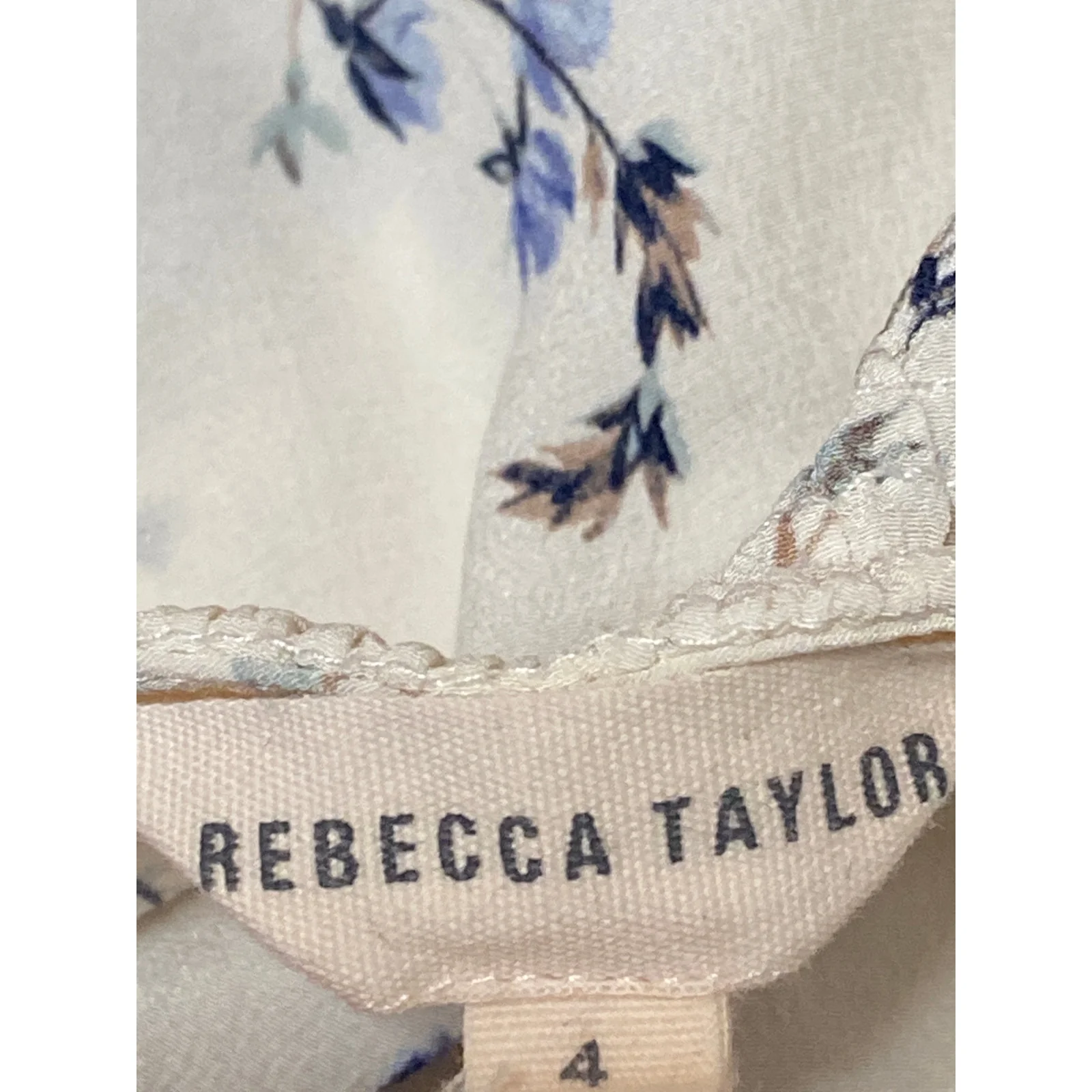 Rebecca Taylor Francine 100% Silk Women's Floral Flutter Sleeve Blouse Top Sz 4 - Image 5