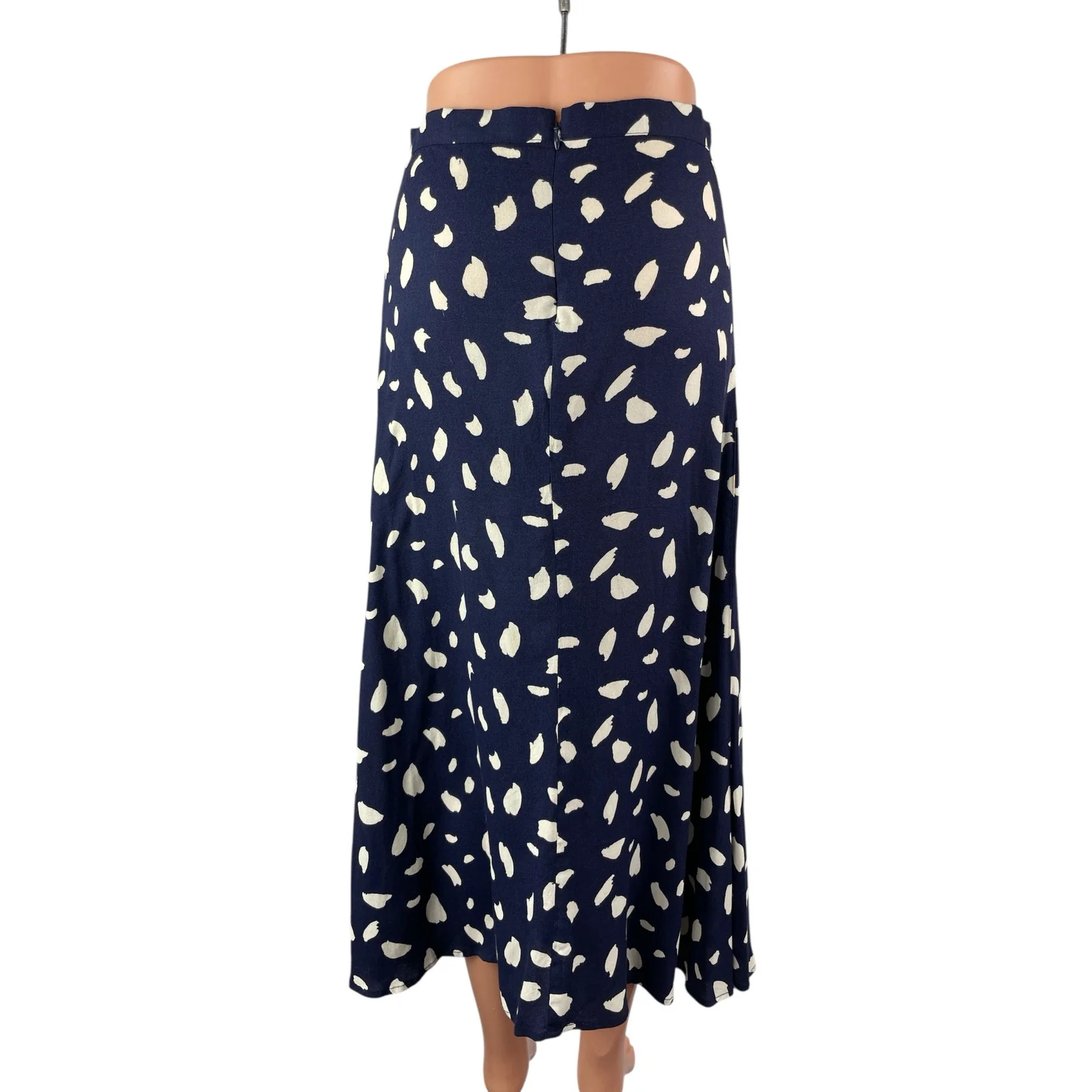 Reformation Bea Women's Navy Blue Abstract Print Slit Flowy Midi A-Line Skirt 4 - Image 4