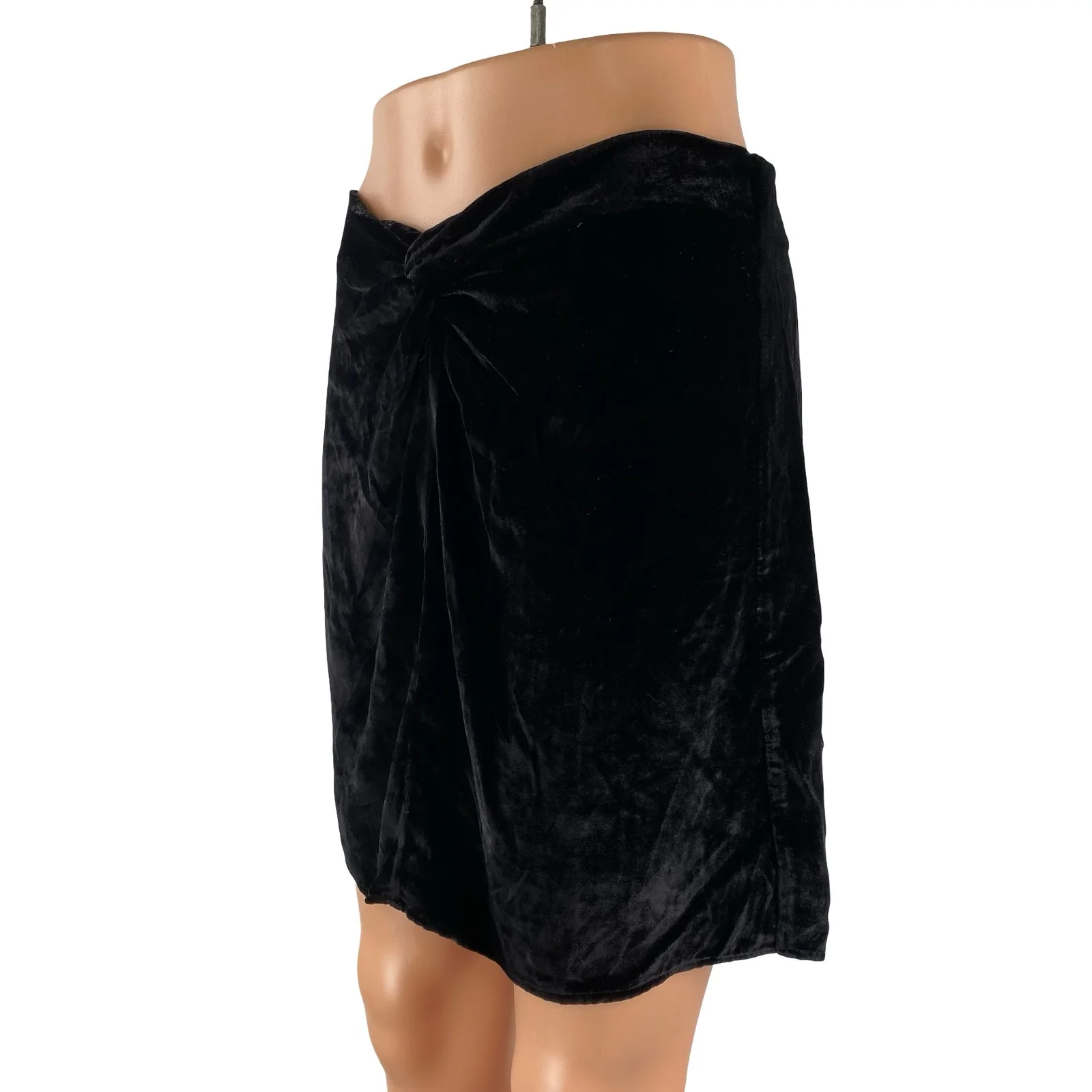 Reformation Harri Womens Black Velvet Velour Knot High Rise Mini Bodycon Skirt 6 - Image 2