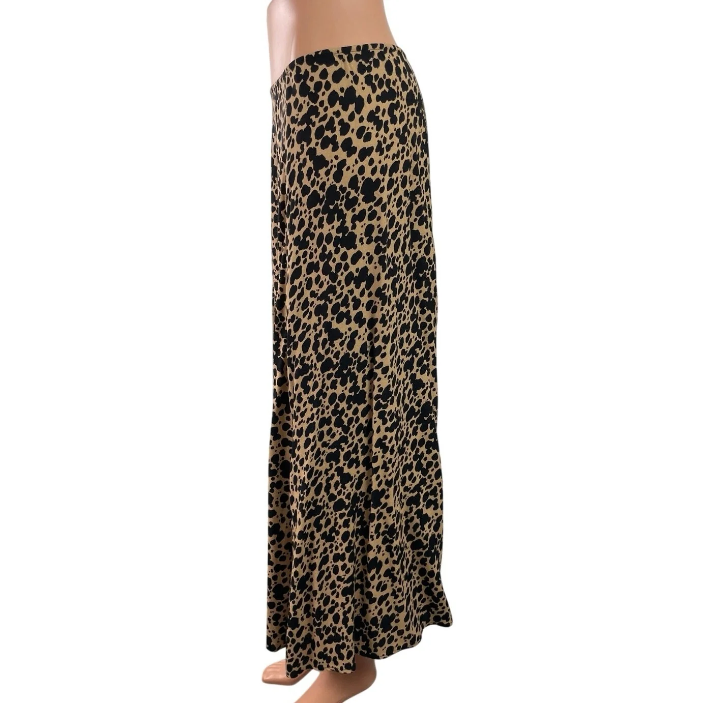 Reformation Layla Spotted Beige Black High Waist Flare Straight Midi Skirt Sz 8 - Image 2