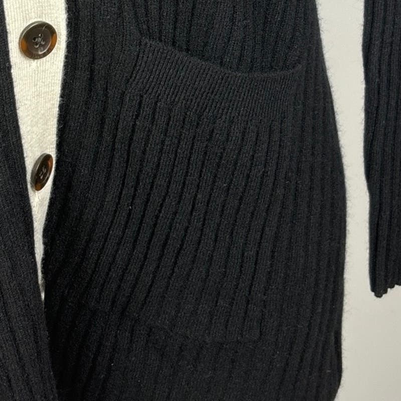 Reformation NWT $298 Black Cashmere Ribbed V Neck Button Up Sweater Dress Size S - Image 9
