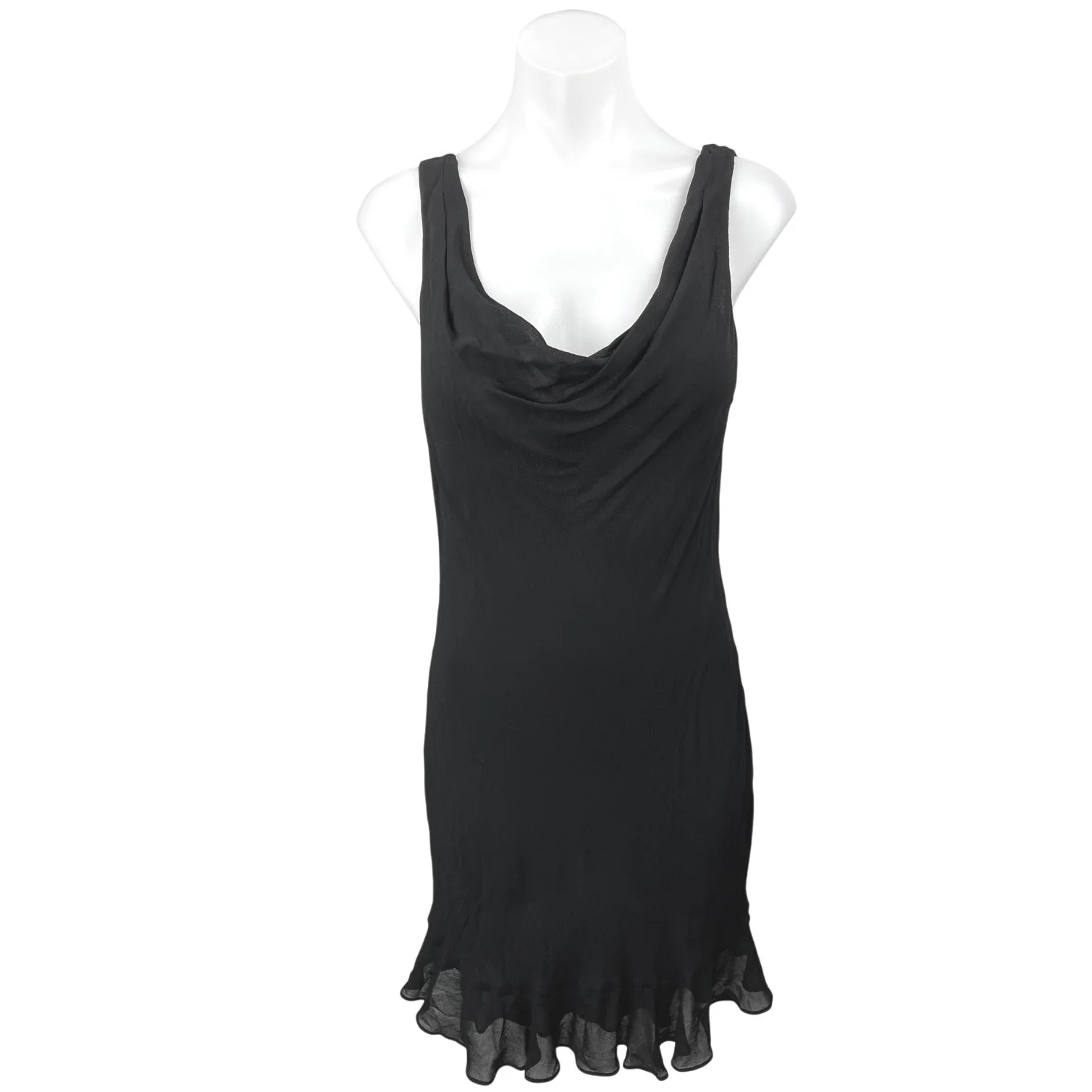 Reformation Rudie Black Sleeveless Cowl Neck Ruffle Hem Mini A-line Dress 10