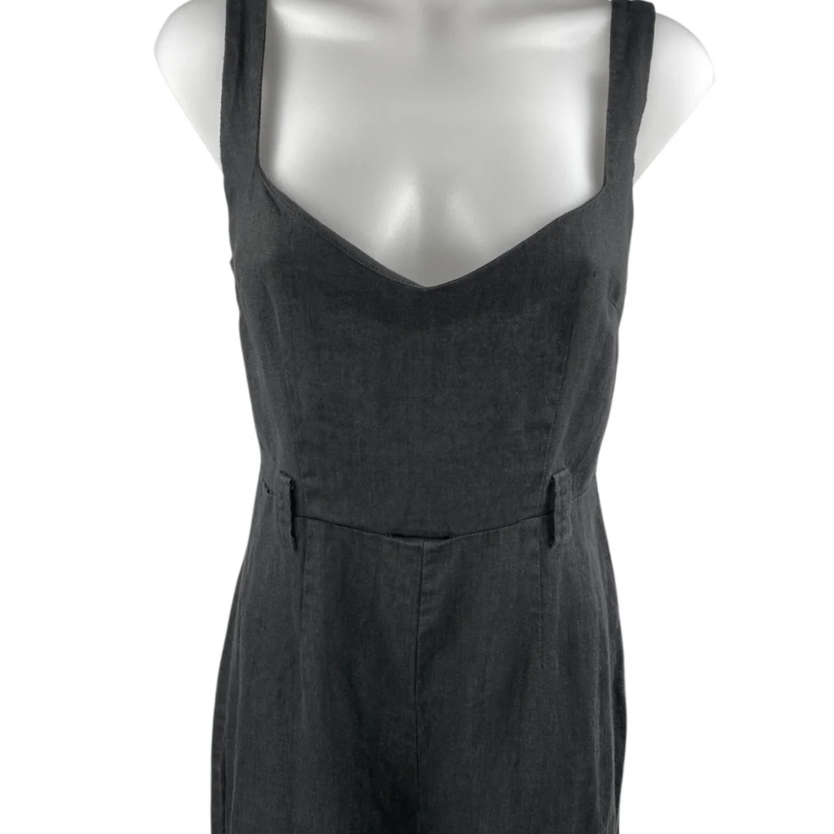 Reformation Womens Black Sleeveless V Neck Cami Tank Wide Leg Jumpsuit Size 4 - Image 3