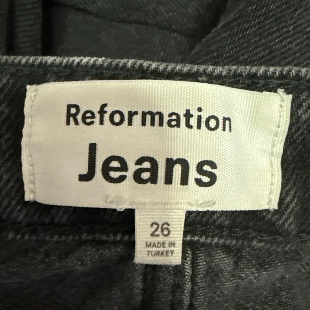 Reformation Women's Black Wilder High Rise Wide Leg Casual Denim Jeans Size 26 - Image 4