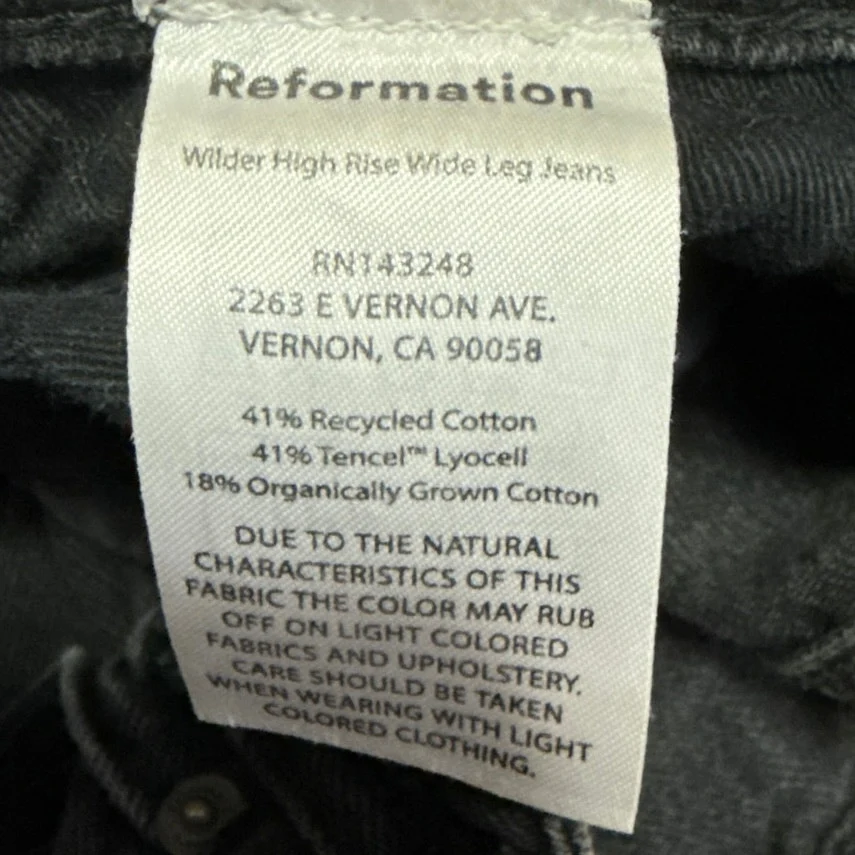 Reformation Women's Black Wilder High Rise Wide Leg Casual Denim Jeans Size 26 - Image 5