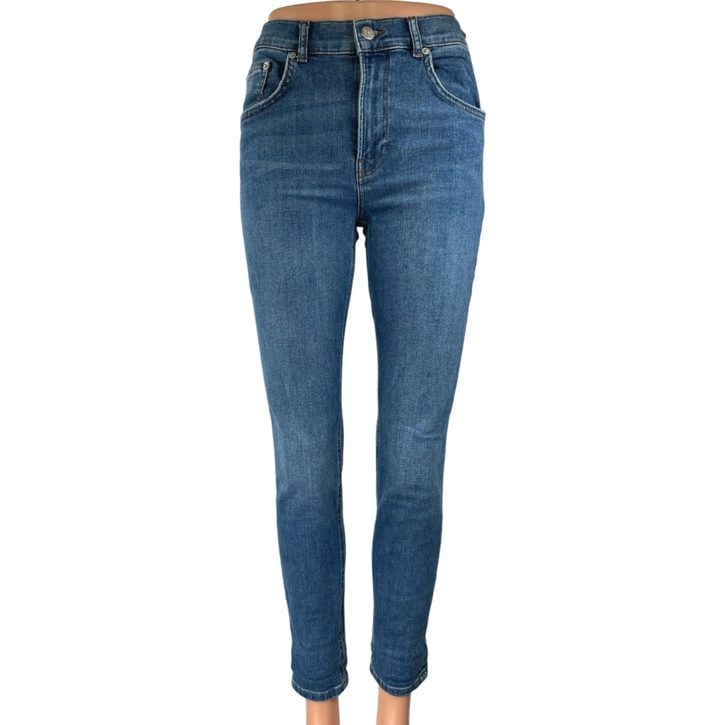 Reformation Women's Blue Destin Wash Stretch Mid Rise Skinny Denim Jeans Size 27