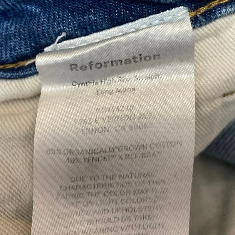 Reformation Women's Blue Straight Leg Frayed High Waist Denim Jeans Pants Sz 26 - Image 5