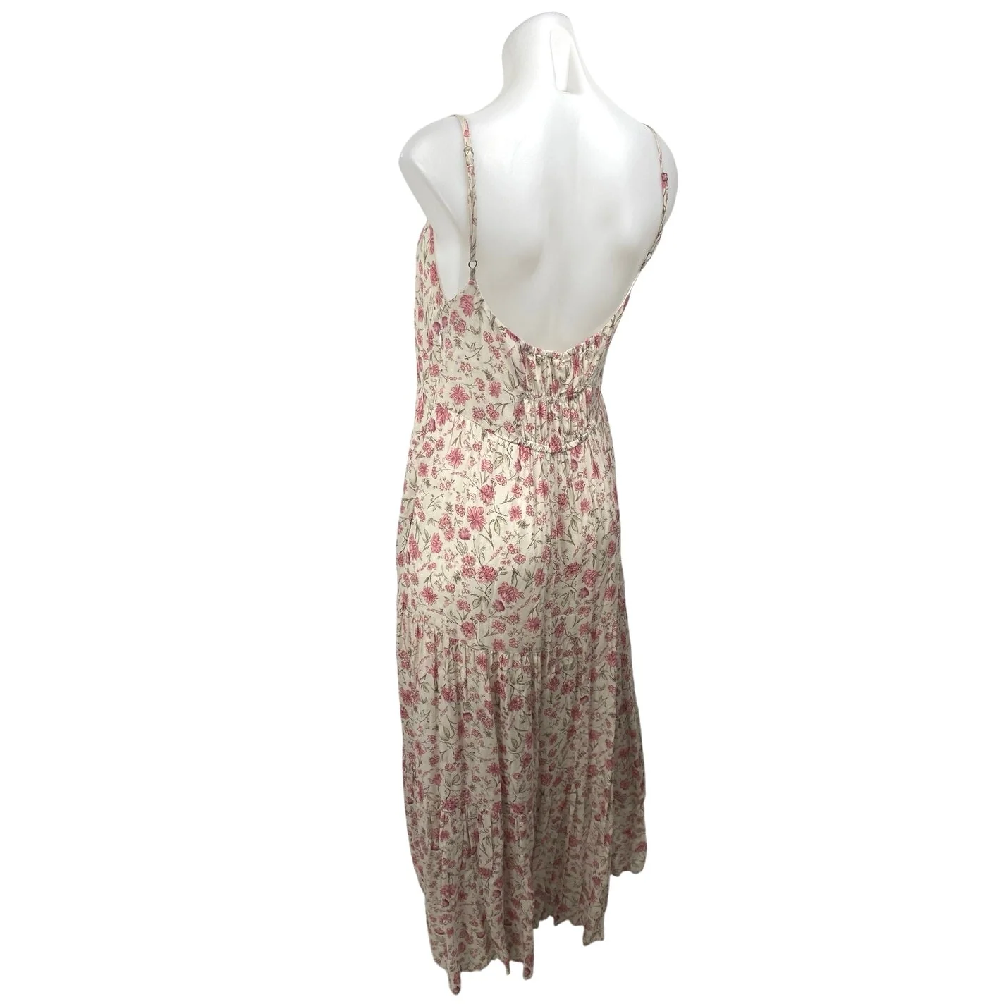 Reistor Pink Floral Print Sleeveless Cami Camisole Tiered Midi A-Line Dress Sz M - Image 2