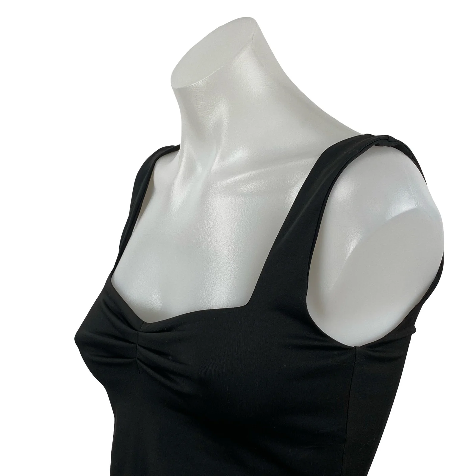 Reoria Womens Black Ruched Sweetheart Neck Sleeveless Side Split Crop Tank Top S - Image 2