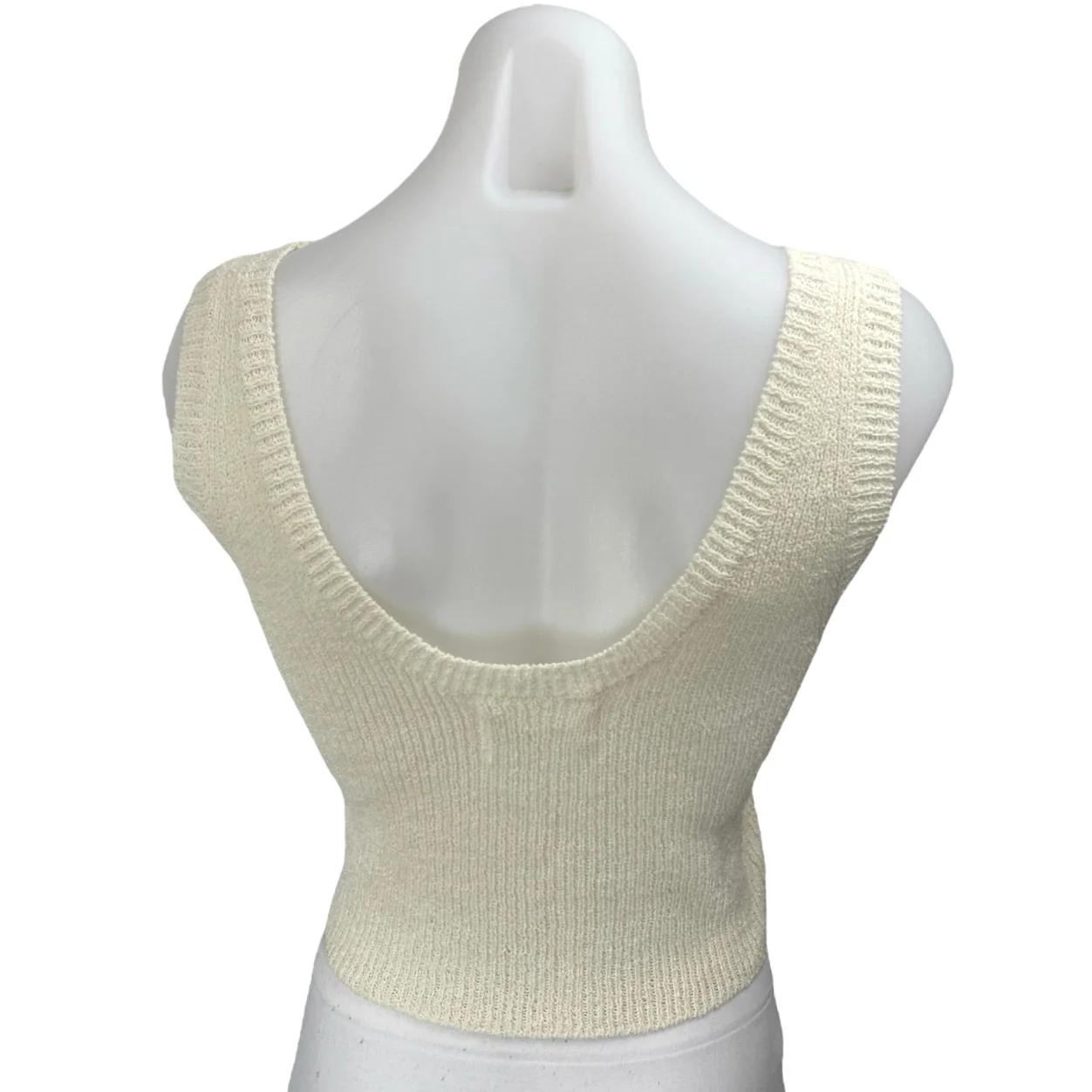 Rolla's Cream White Rib Knit Sleeveless Cami Camisole Crop Sweater Tank Top Sz L - Image 2