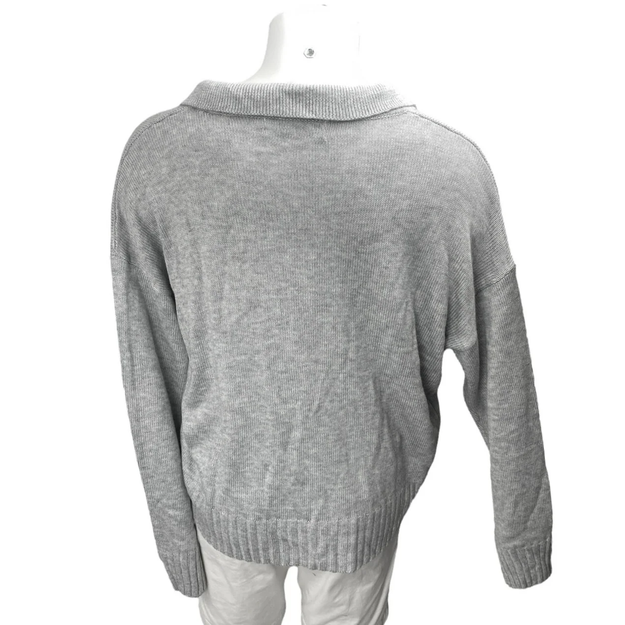 Rumored Men's Gray Wool V-Neck Collared Long Sleeve Knit Sweatshirt Sweater Sz S - Image 2