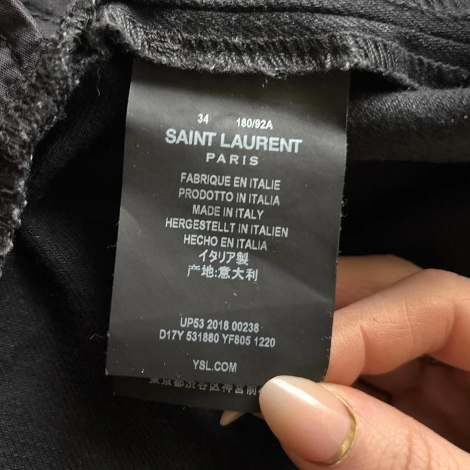 Saint Laurent Men's Black Mid Rise Classic Skinny Tapered Denim Jeans Pants M/L - Image 7