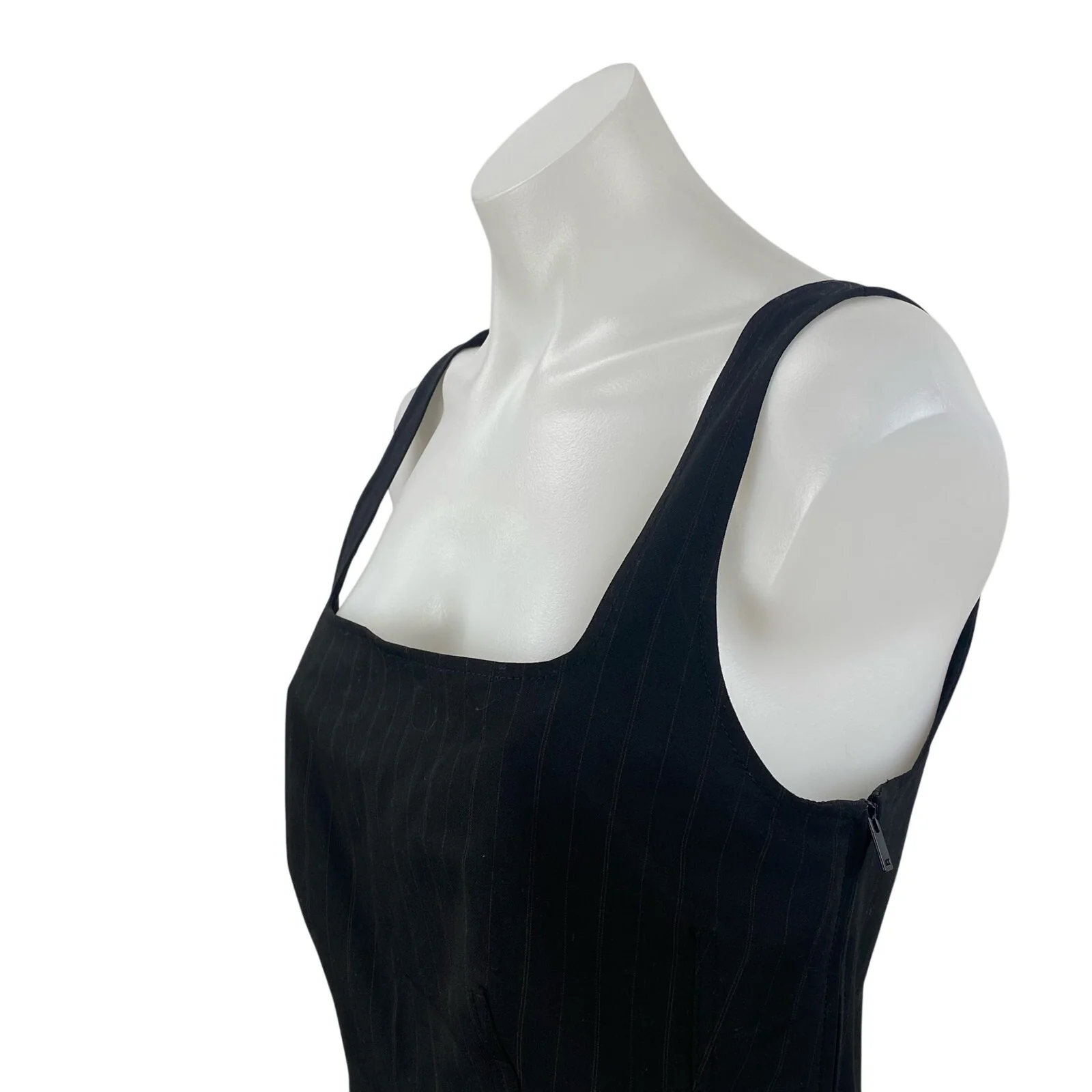 Samsoe Womens Black Pinstripe Square Neck Sleeveless Crop Cami Blouse Tank Top M - Image 3