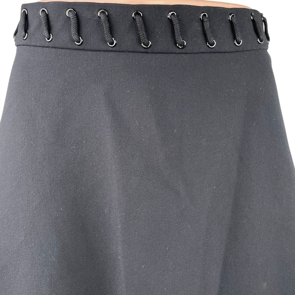 Sandro Paris Women's Black Knee Length Mini Zipper A-Line Career Skirt Size 1 - Image 4