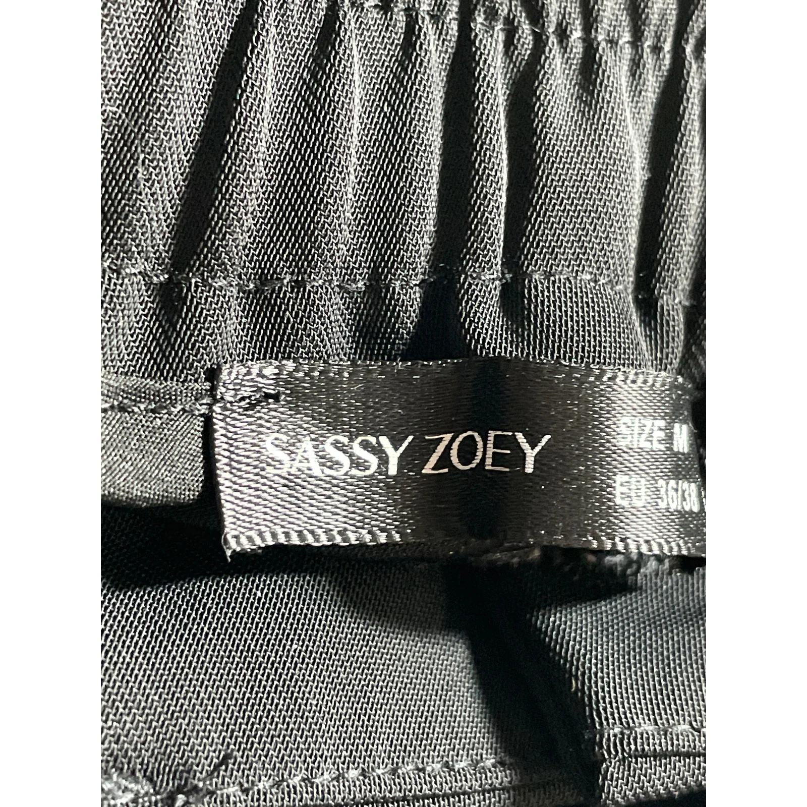 Sassy Zoey Women's Black High Waisted Pleated Wide Leg Trousers Dress Pants Sz M - Image 5