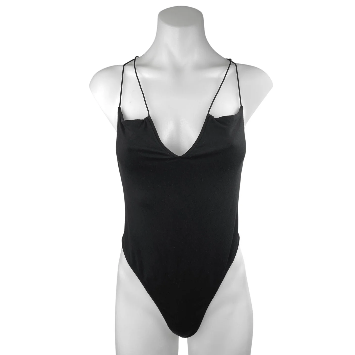 Ser.O.Ya Womens Black Sleeveless Cami Camisole V-neck Thong Bodysuit Tank Top L