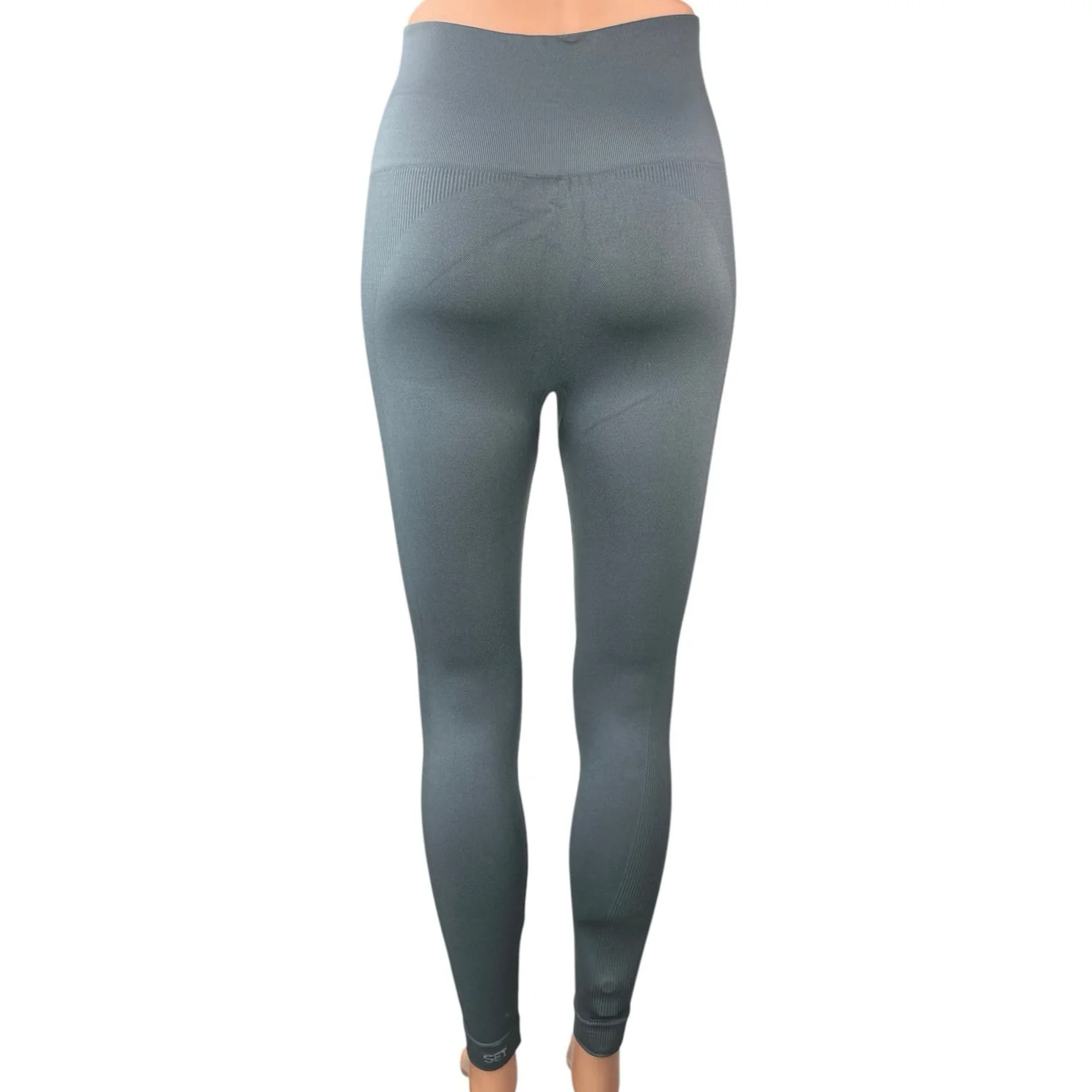 Set Active Women's Gray Blue Mid Rise Athletic Workout Yoga Leggings Pants XS - Image 3