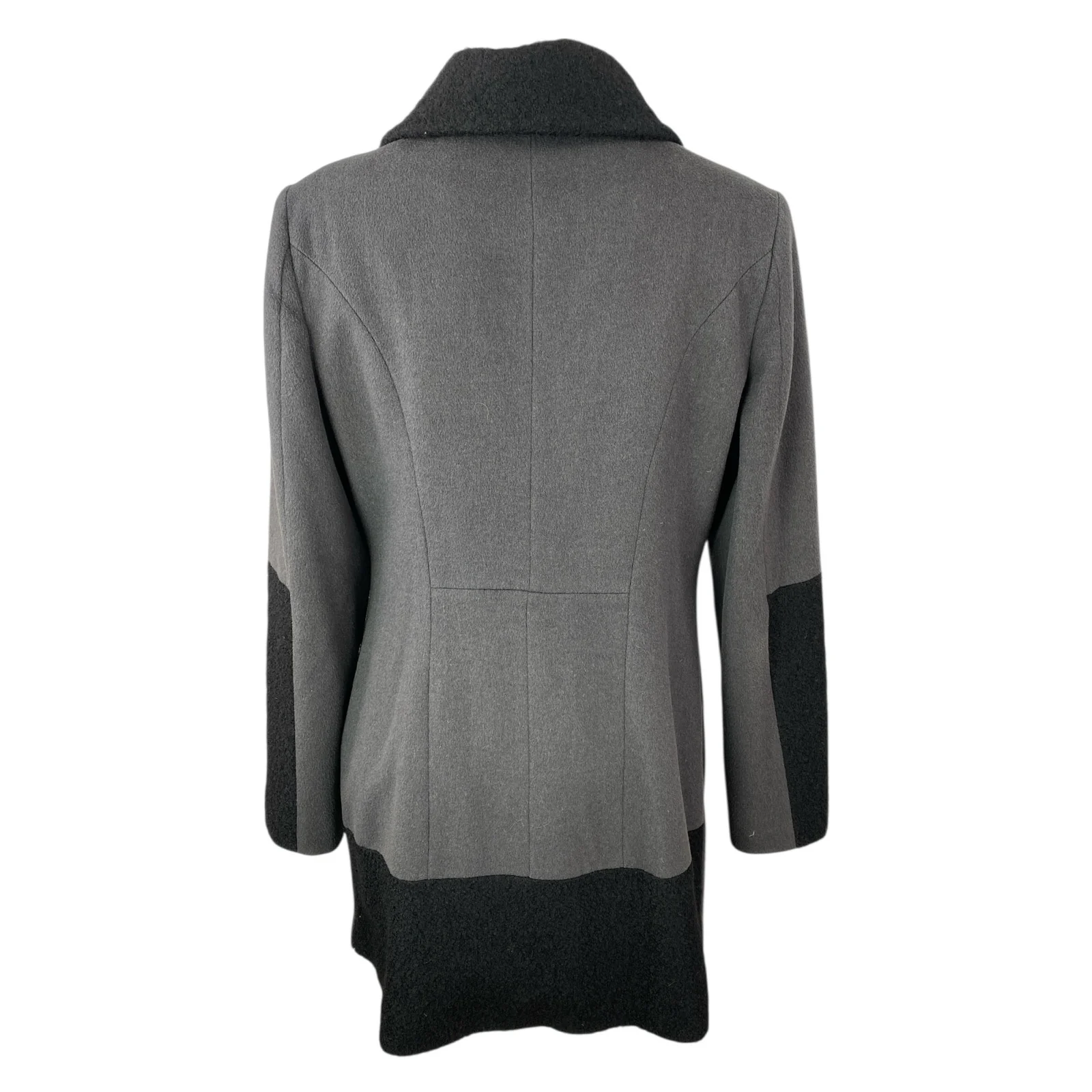 Shelli Segal Laundry Gray Wool Colorblock Long Sleeve Full Zip Pea Coat Jacket L - Image 2