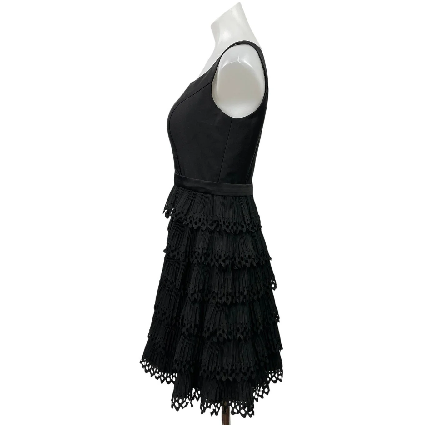 Sherri Hill Black Sleeveless Ruffle Tiered Fit & Flare Prom Mini Dress Size 8 - Image 2